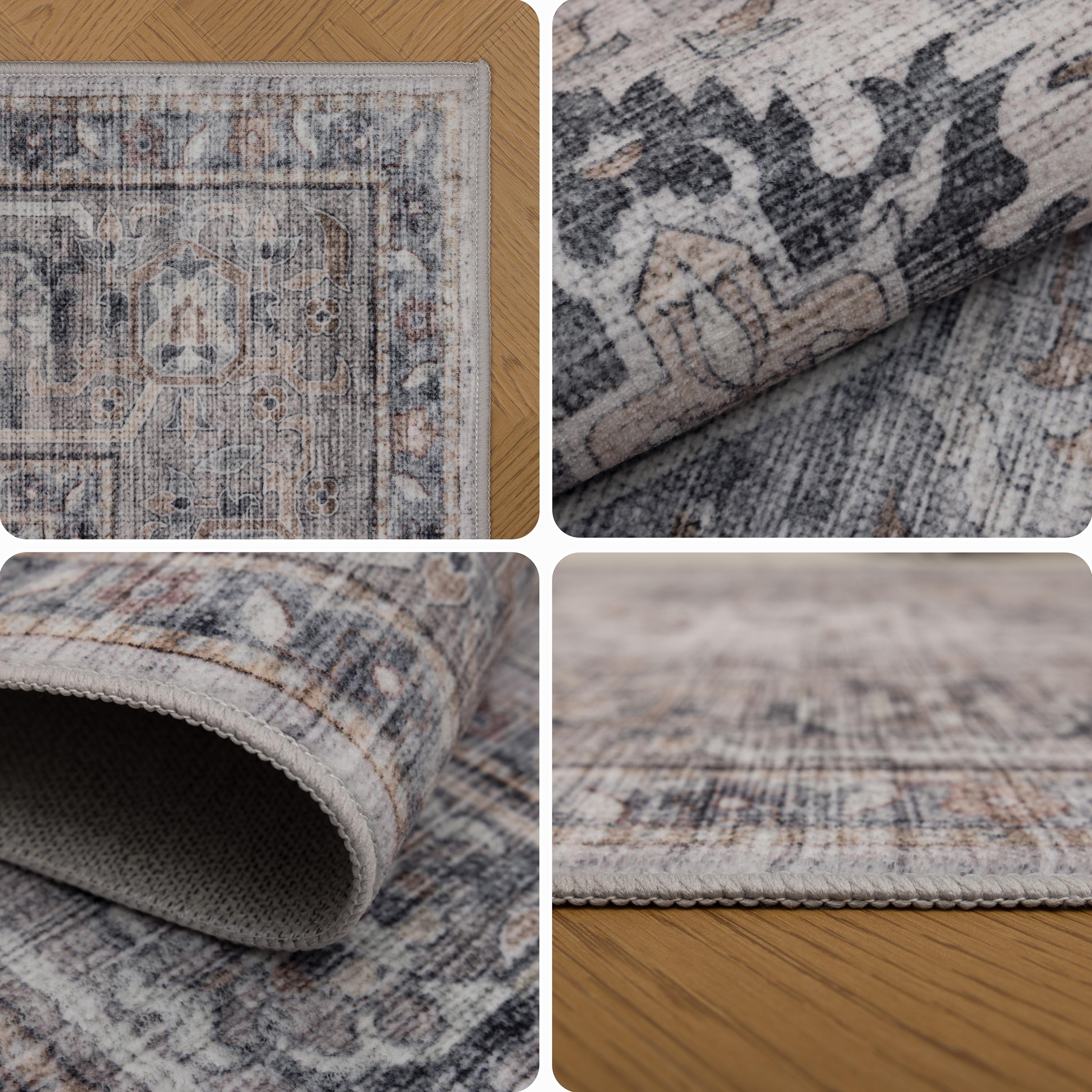 INKA Vintage-Orientalsk beige løber kortluvet og vaskbart tæppe - 80 x 250 cm