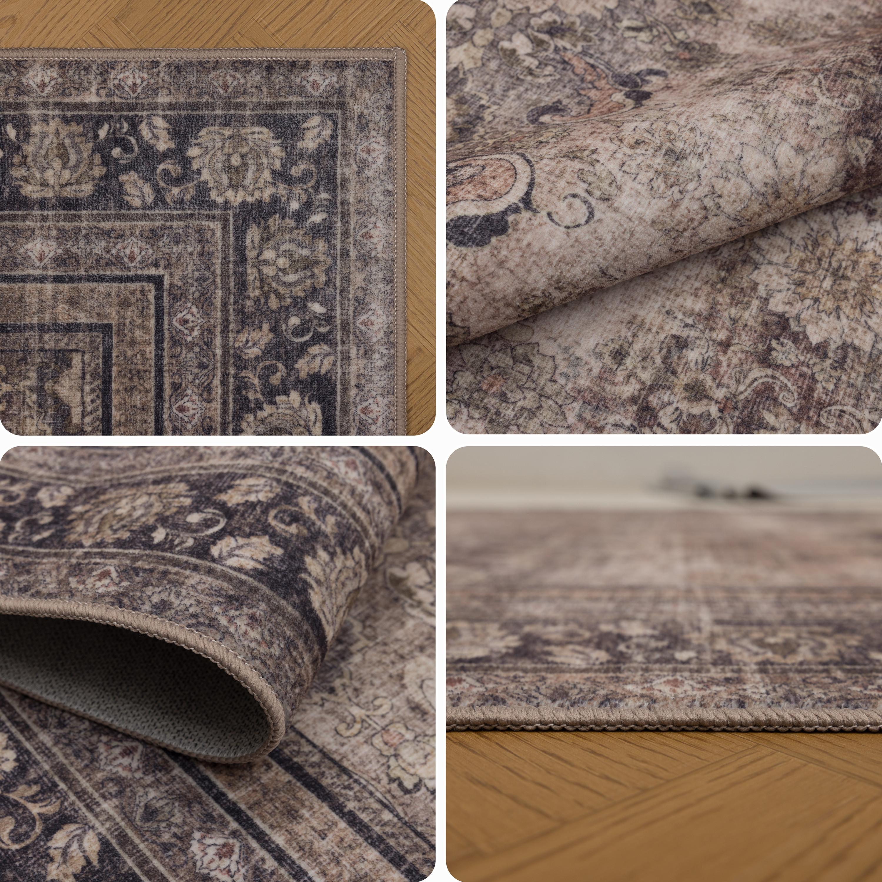 INKA Vintage-Oriental brun løber - vaskbart kortluvet tæppe - 80 x 250 cm