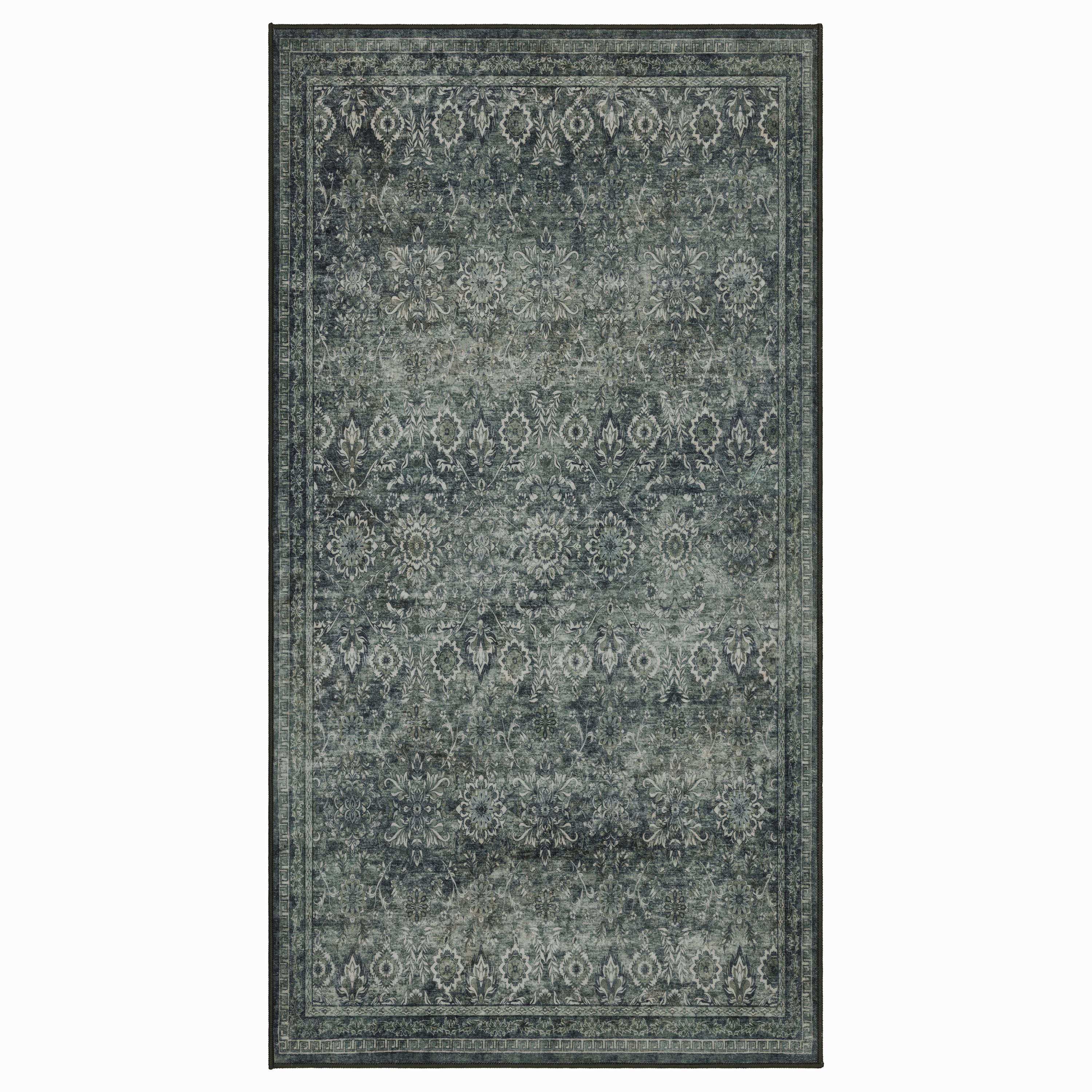 INKA Vintage-Oriental grøn løber - vaskbart kortluvet tæppe - 80 x 150 cm