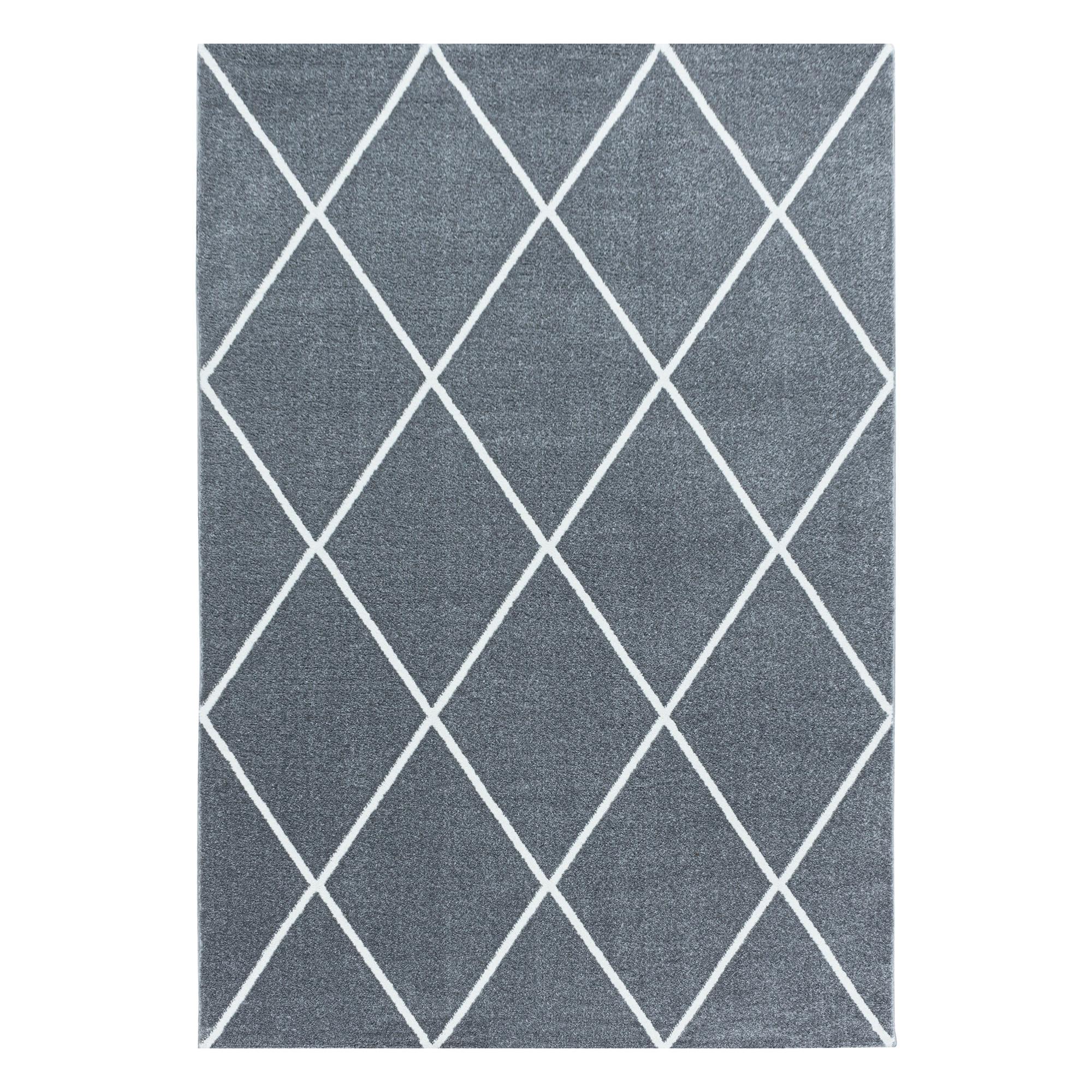 RIO geometrisk sølv løber kortluvet tæppe 80 x 150 cm - 80 x 150 cm