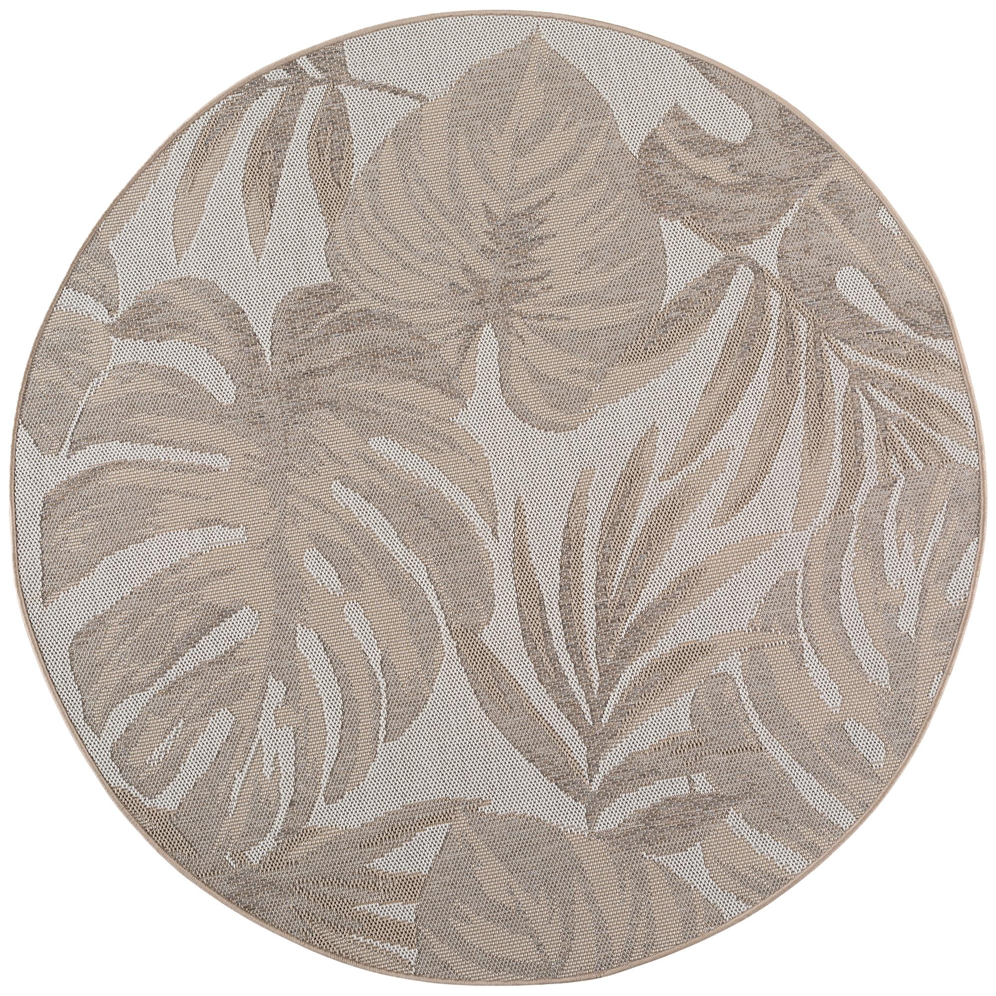 DESERT tropisk beige rundt udendørstæppe - 80 x 80 cm