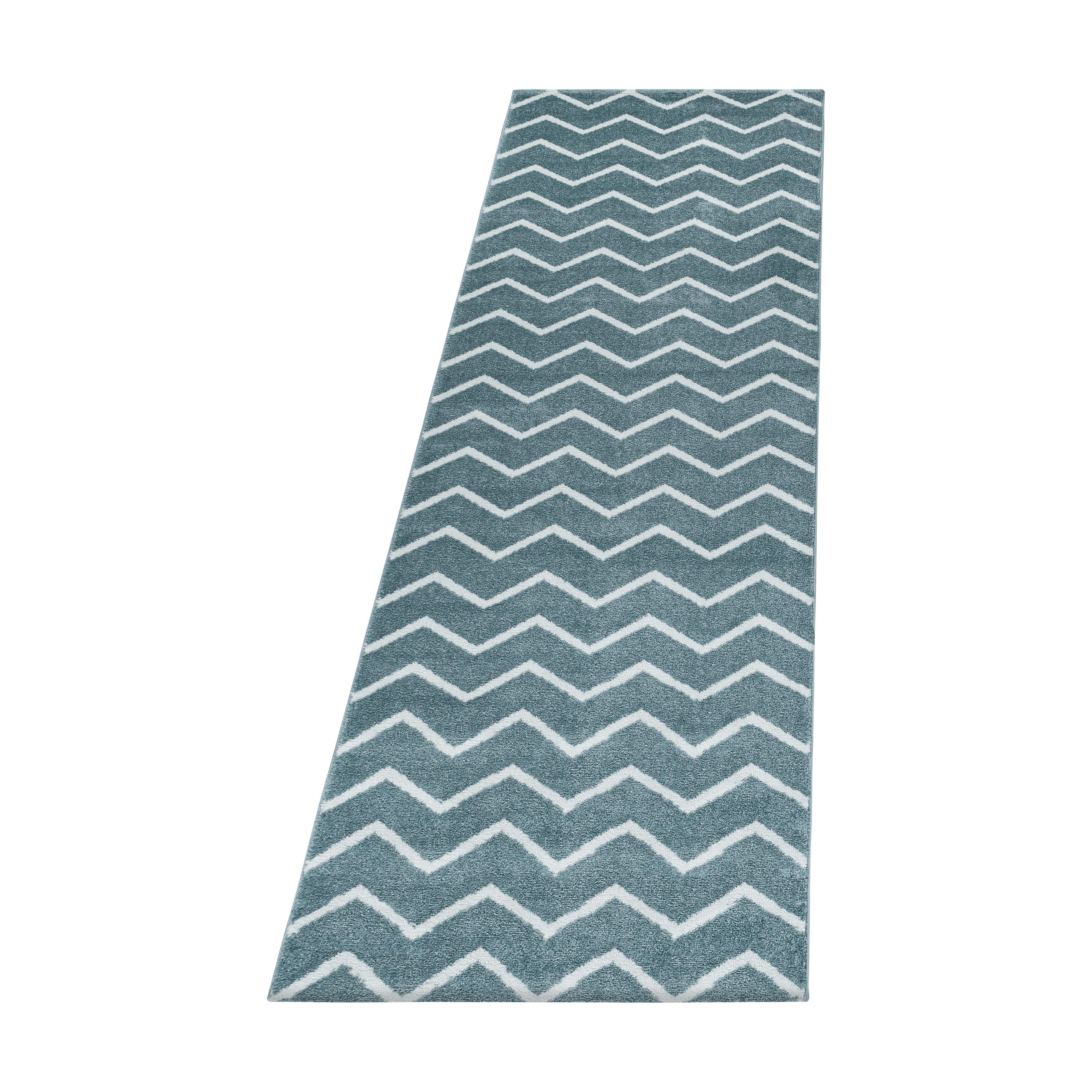 RIO Chevron blå løber tæppe 80 x 250 cm - 80 x 250 cm