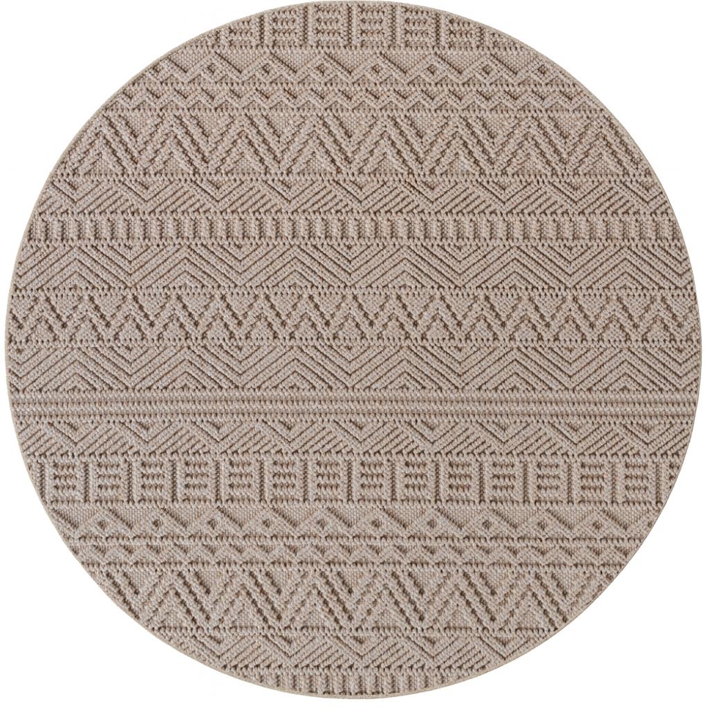 HELIX beige rundt kortluvet tæppe - 80 x 80 cm