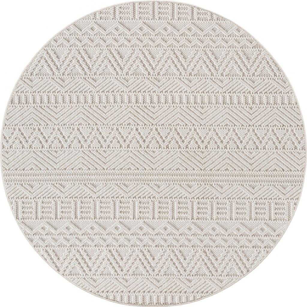 HELIX Unicolor creme rundt kortluvet tæppe - 160 x 160 cm
