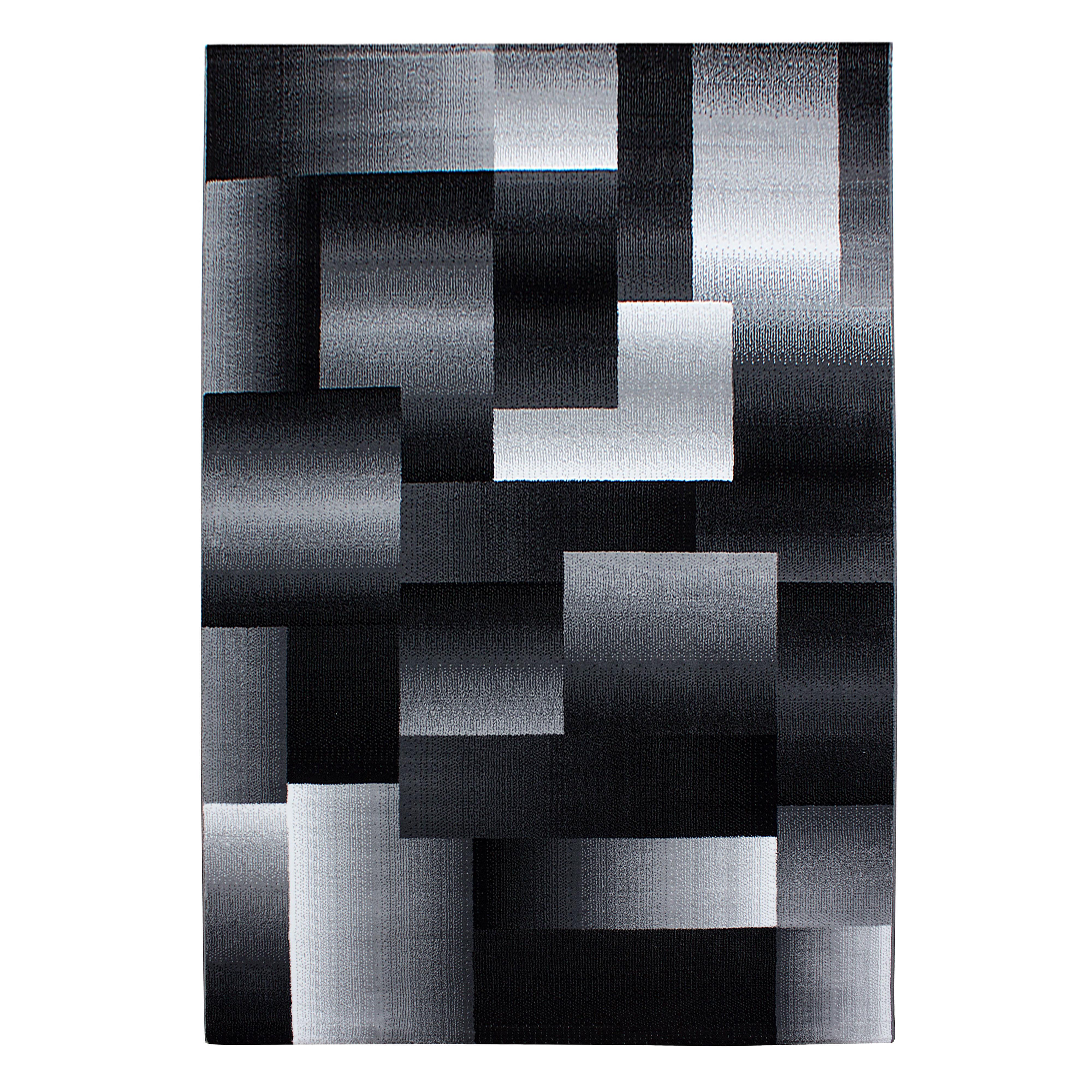 MIAMI abstrakt kortluvet tæppe rektangel sort - 200 x 290 cm