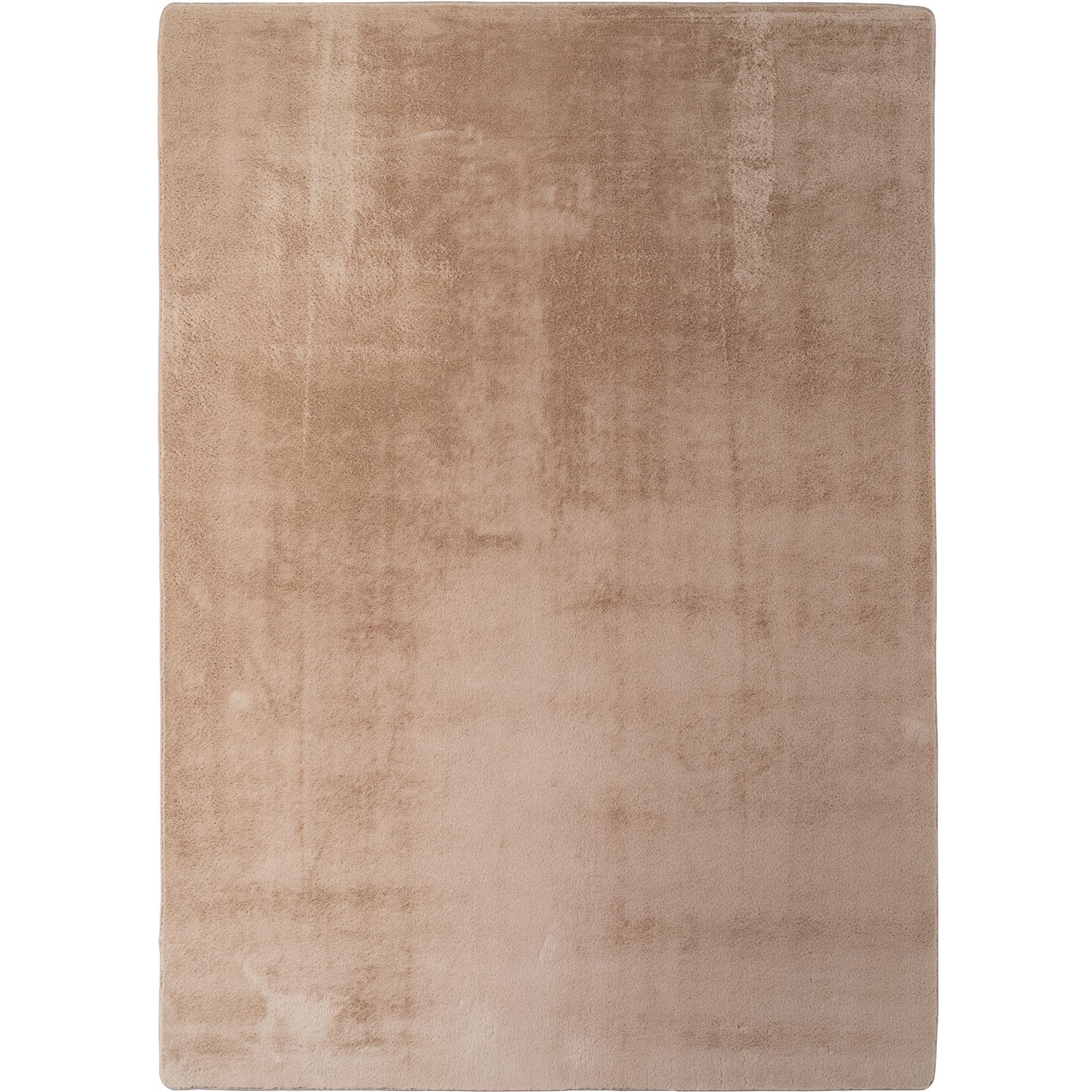 JOY unicolor rundt kortluvet tæppe i beige - 120 x 120 cm