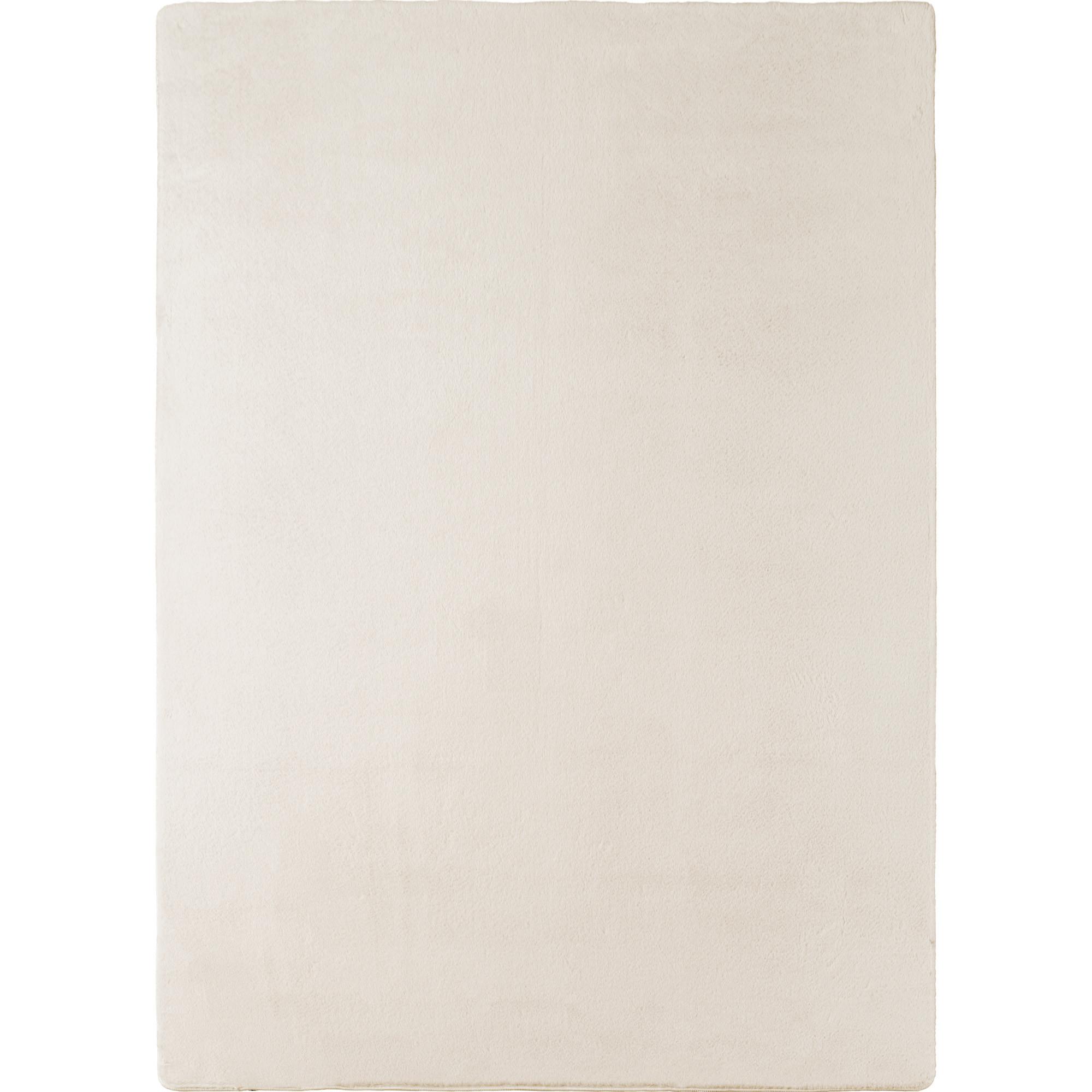 JOY Unicolor creme rundt kortluvet tæppe - 120 x 120 cm
