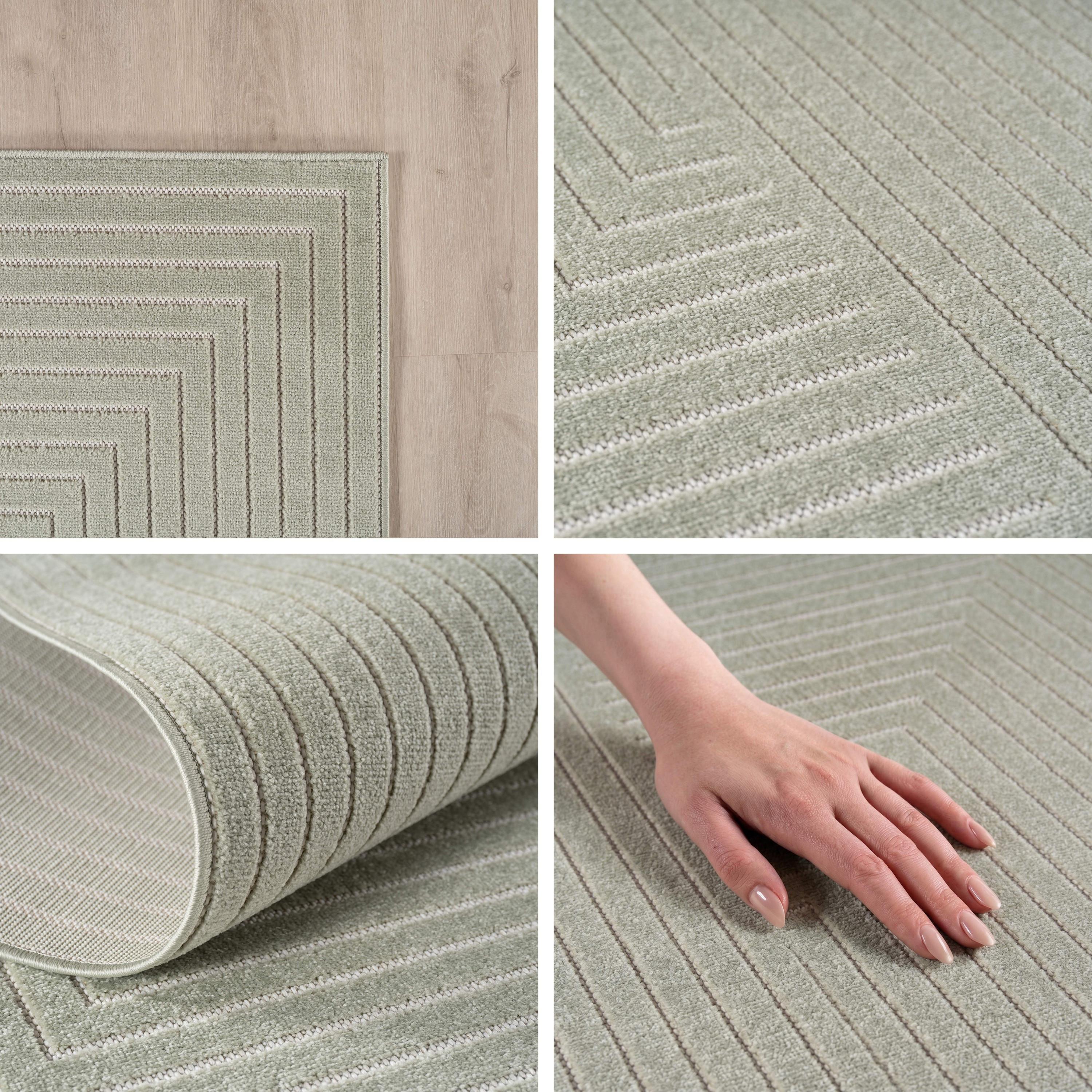 NOVA grøn in- og outdoor løber med skandinavisk 3D-design - 80 x 250 cm