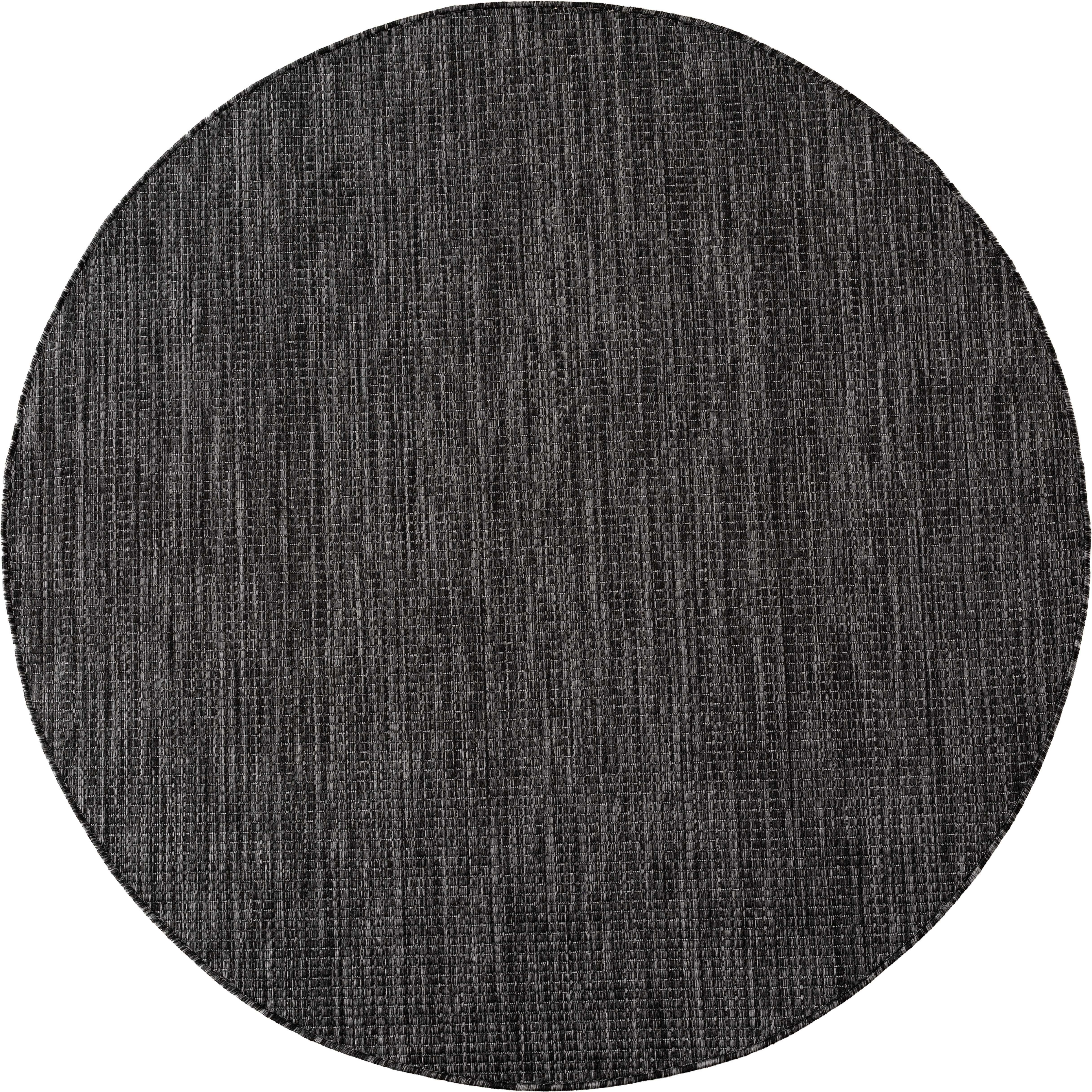 MIRA rundt in- og outdoortæppe sort - 80 x 80 cm