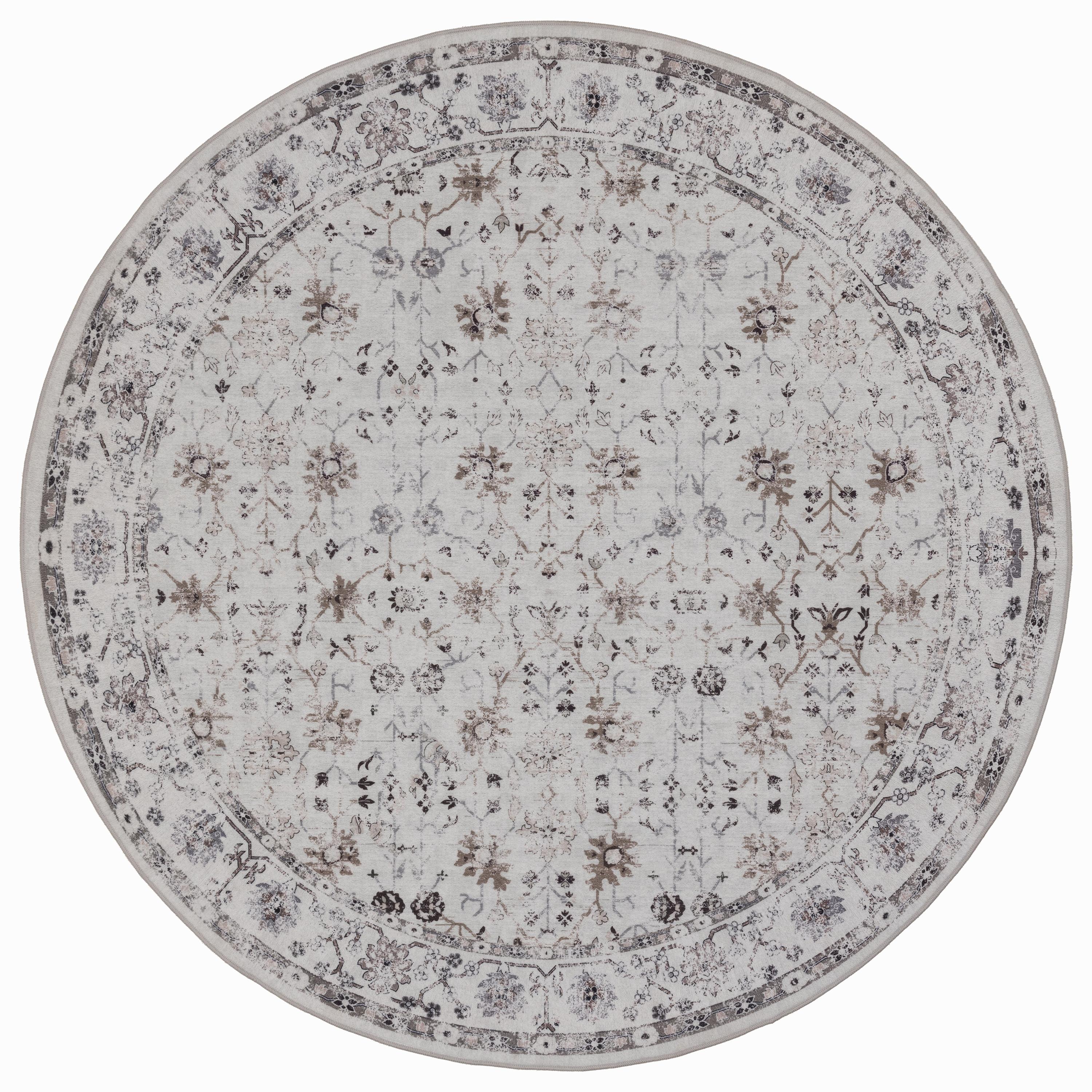INKA Vintage-Orientalsk rundt kortluvet tæppe creme - 120 x 120 cm
