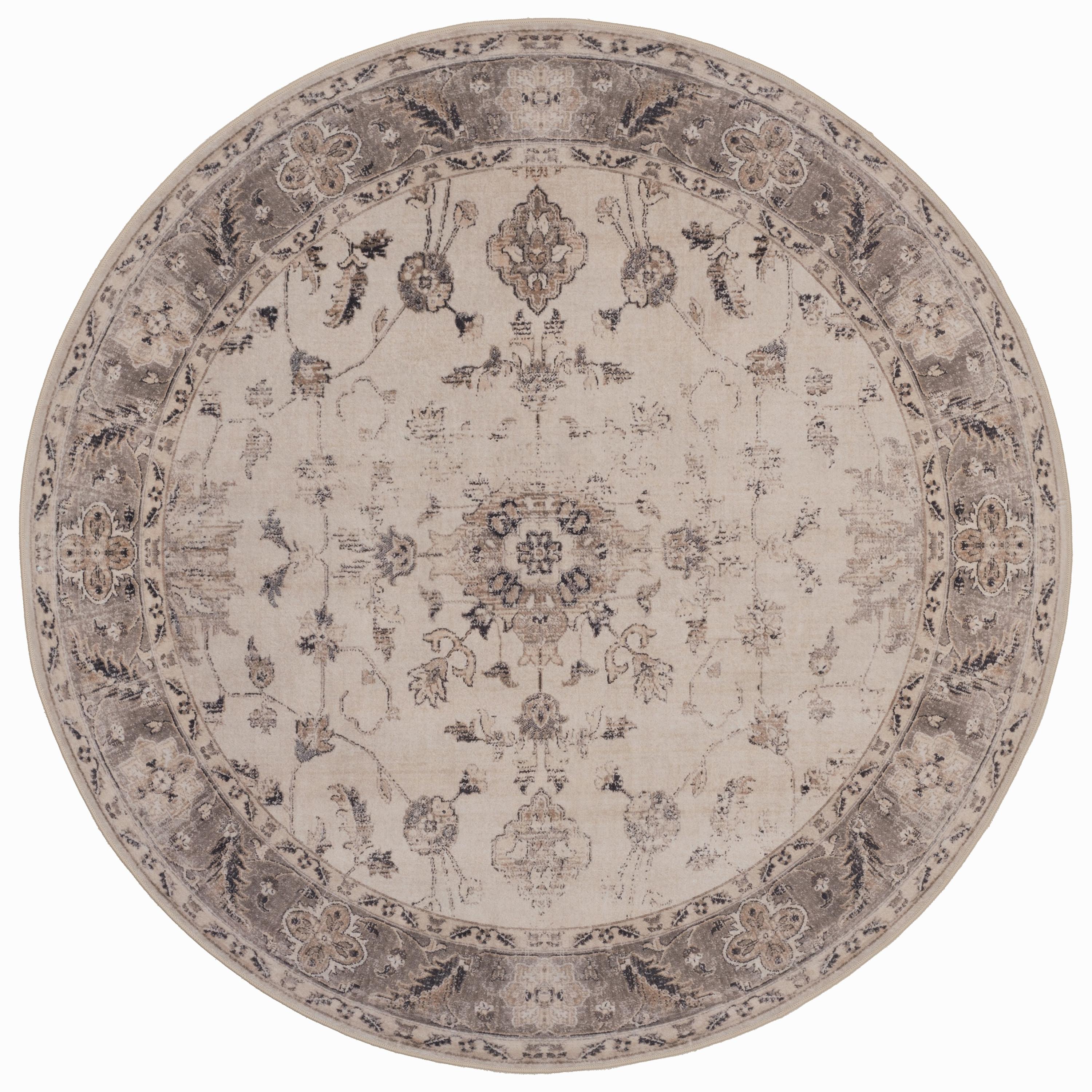 INKA Vintage-Oriental beige rundt kortluvet tæppe - 120 x 120 cm