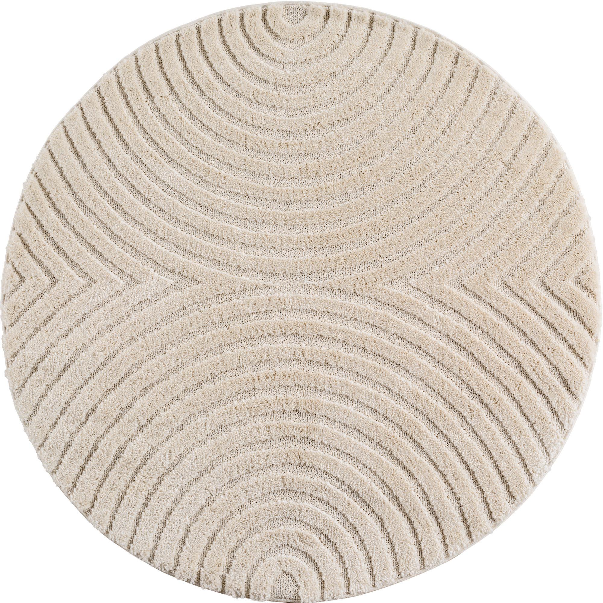 ART Skandinavisk Boho creme rundt kortluvet tæppe - 80 x 80 cm