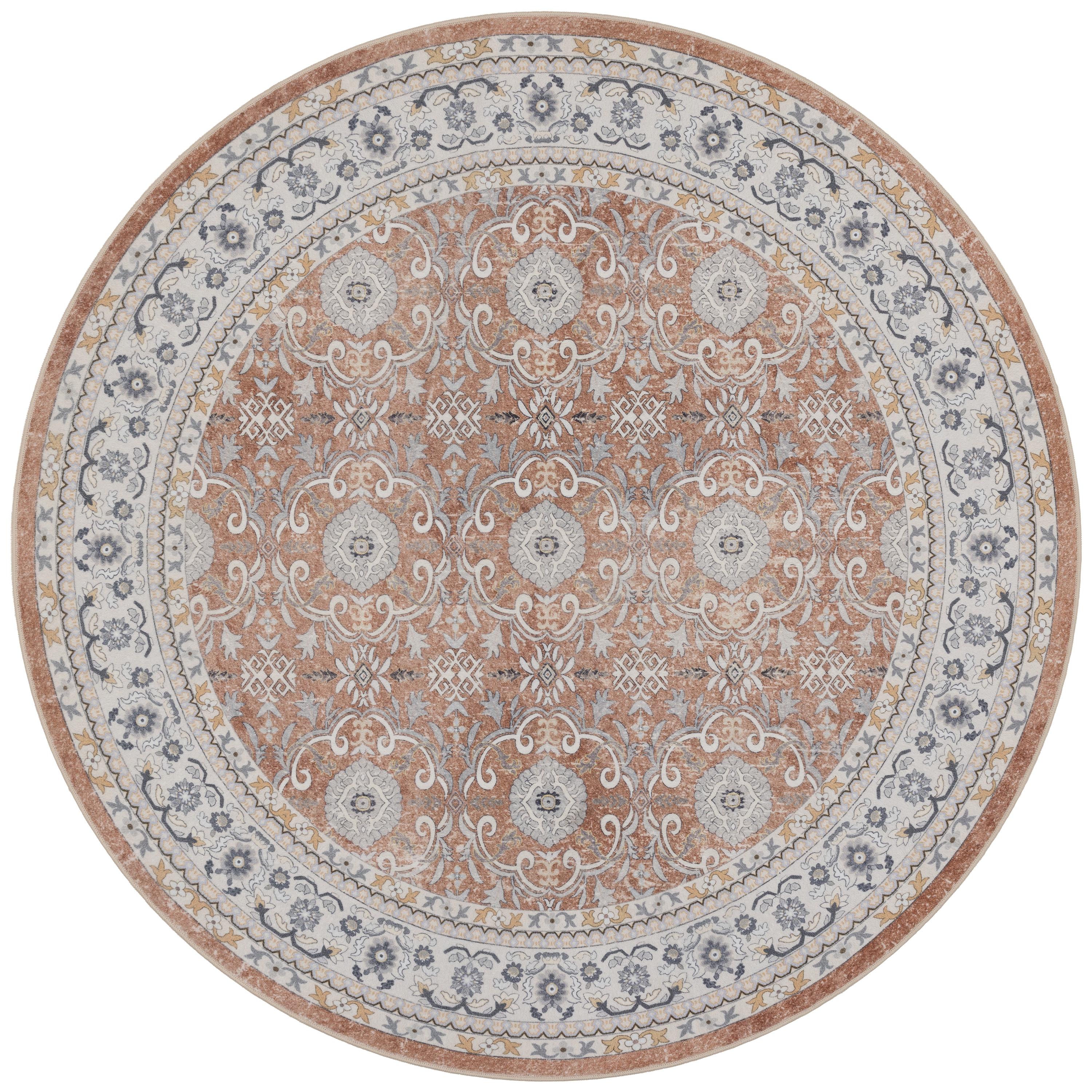 INKA Vintage-Oriental TERRA rundt vaskbart kortluvet tæppe - 120 x 120 cm