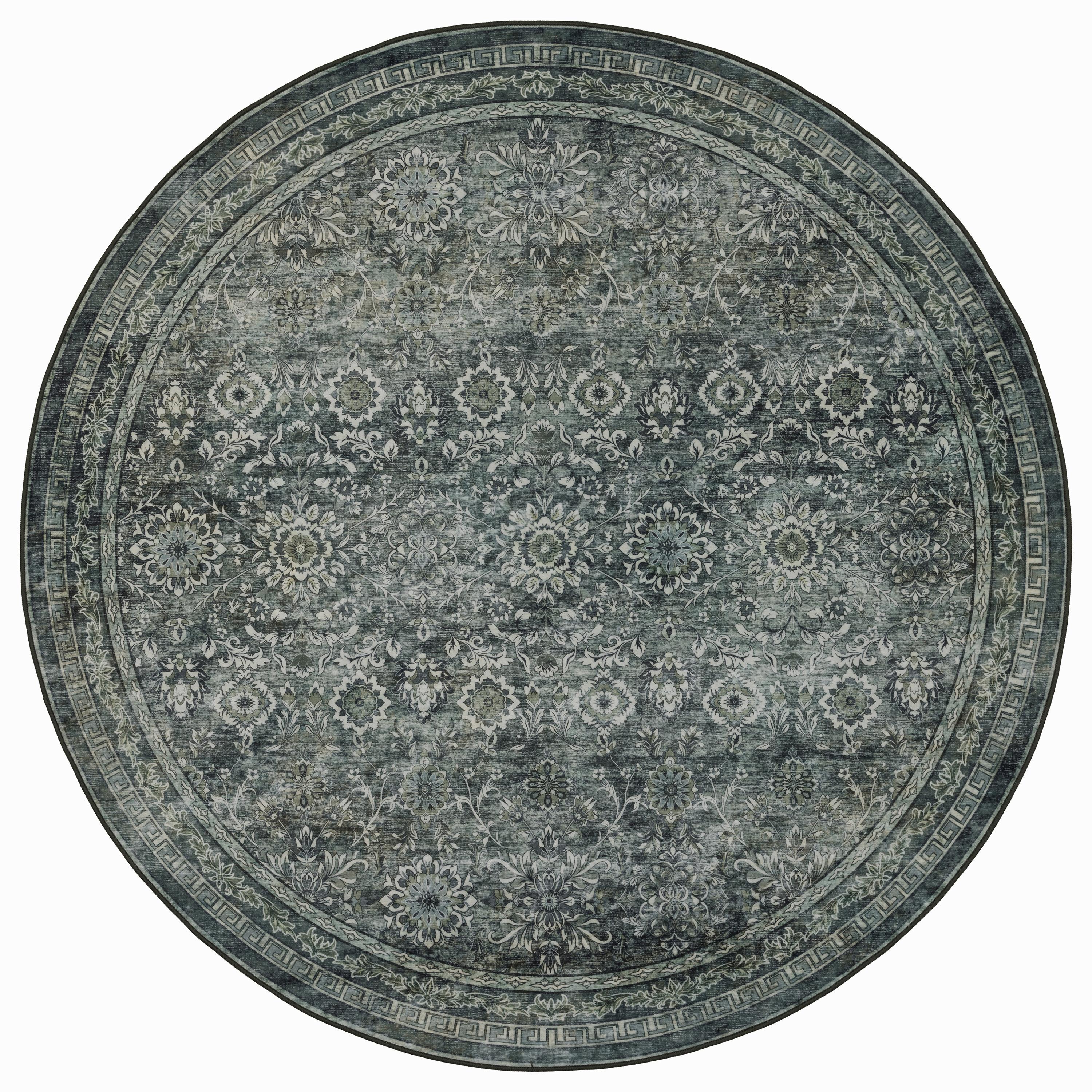 INKA Vintage-Oriental grøn rundt kortluvet tæppe - 120 x 120 cm