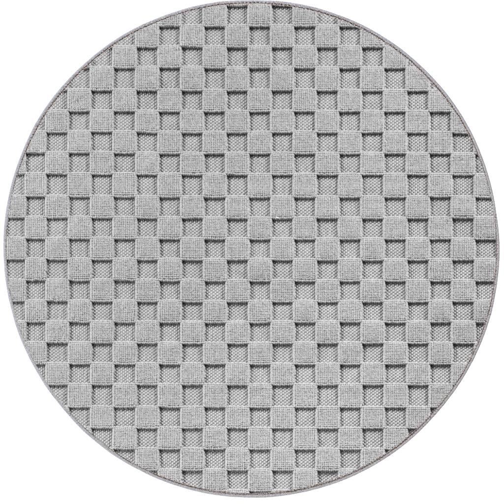 HELIX Unicolor sølv rundt kortluvet tæppe - 120 x 120 cm