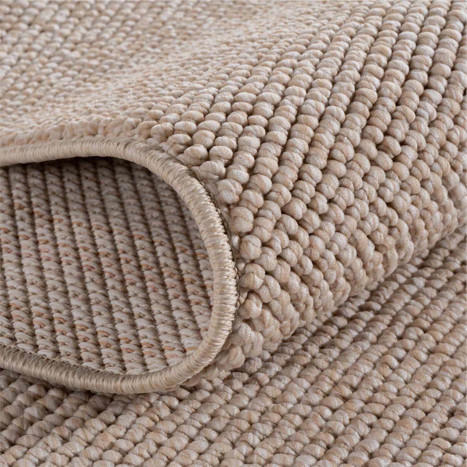 HELIX Unicolor beige løber - kortluvet tæppe - 80 x 250 cm