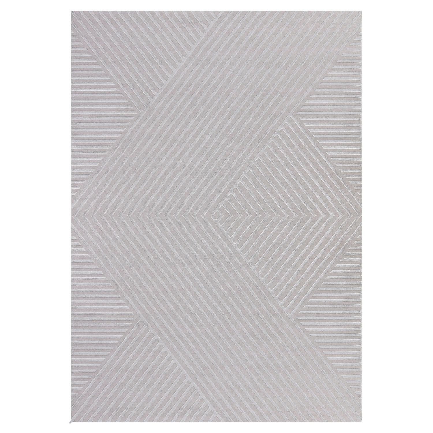 SAHARA sølv løber med 3D-design - kortluvet tæppe - 80 x 150 cm