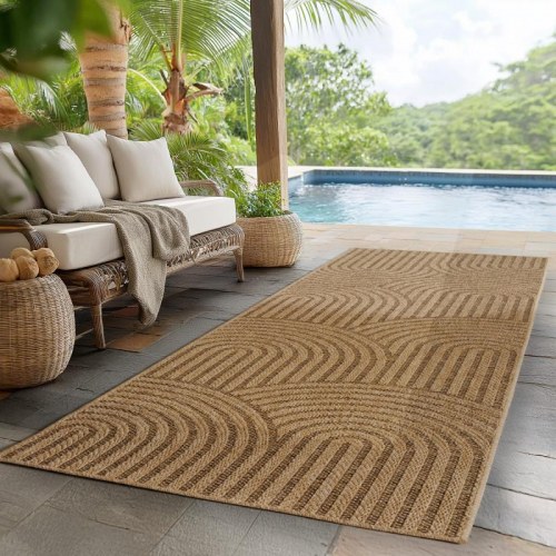 Inde- og udendørs løber TIMBER jute-look - beige