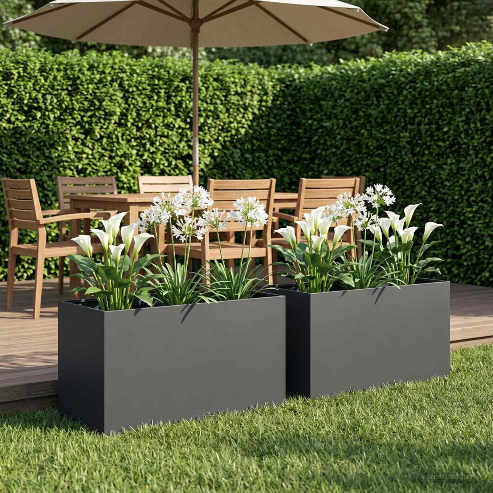 Blomsterkrukke 2 stk. antracit 80 x 50 x 50 cm rektangulær plantekasse