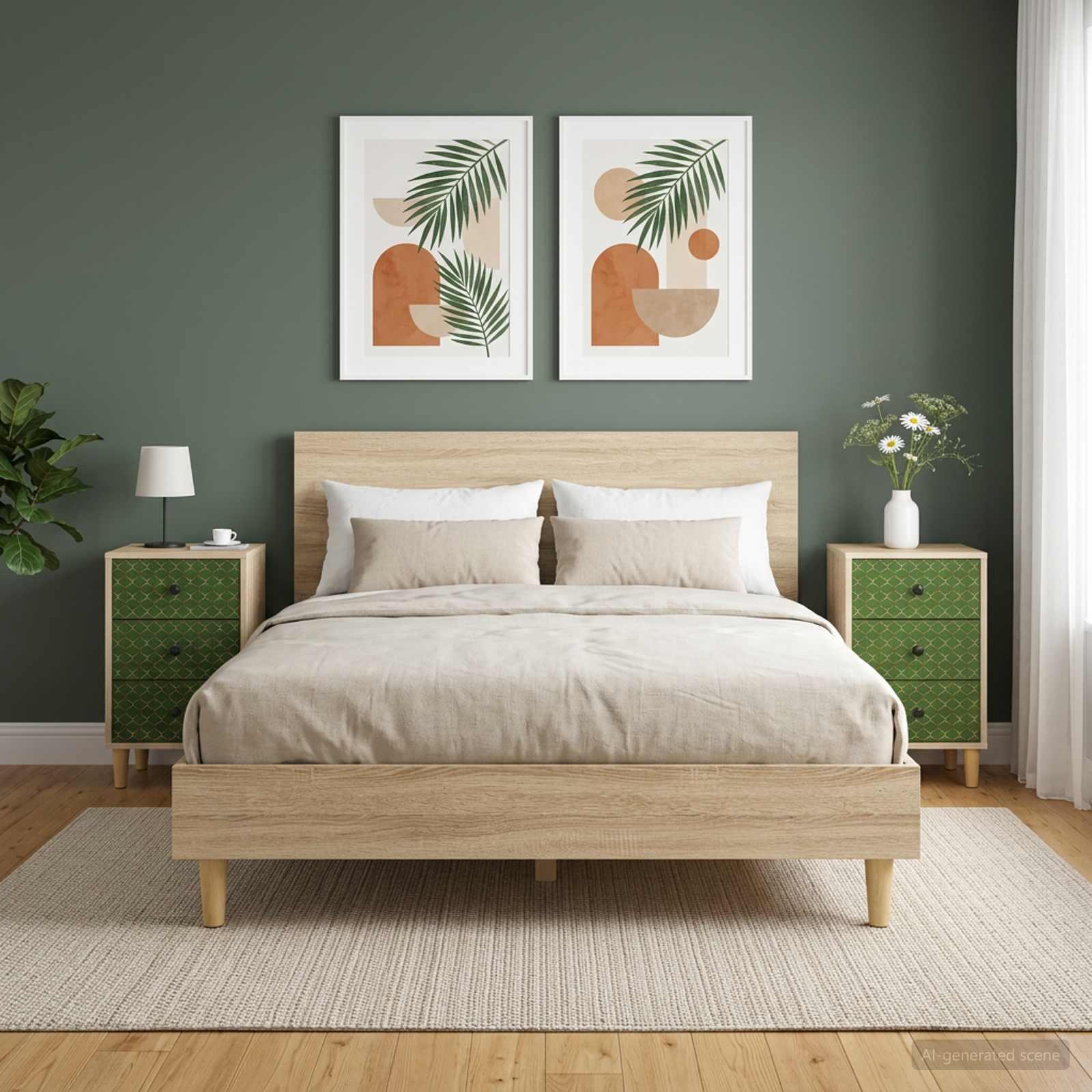 vidaXL Natskab GELEEN 2 stk. Sonoma-eg 36 x 33 x 60 cm Konstrueret træ