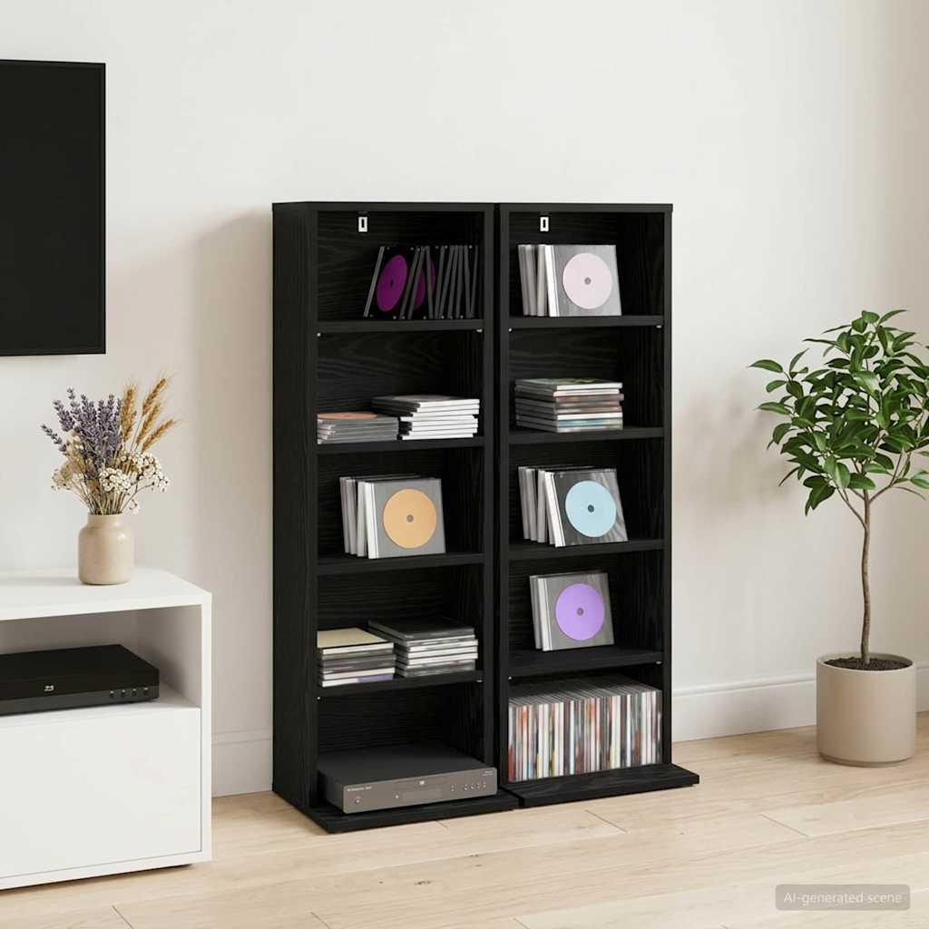 vidaXL CD Skab 2 stk. Sort eg 33 x 23,5 x 97,5 cm Konstrueret træ