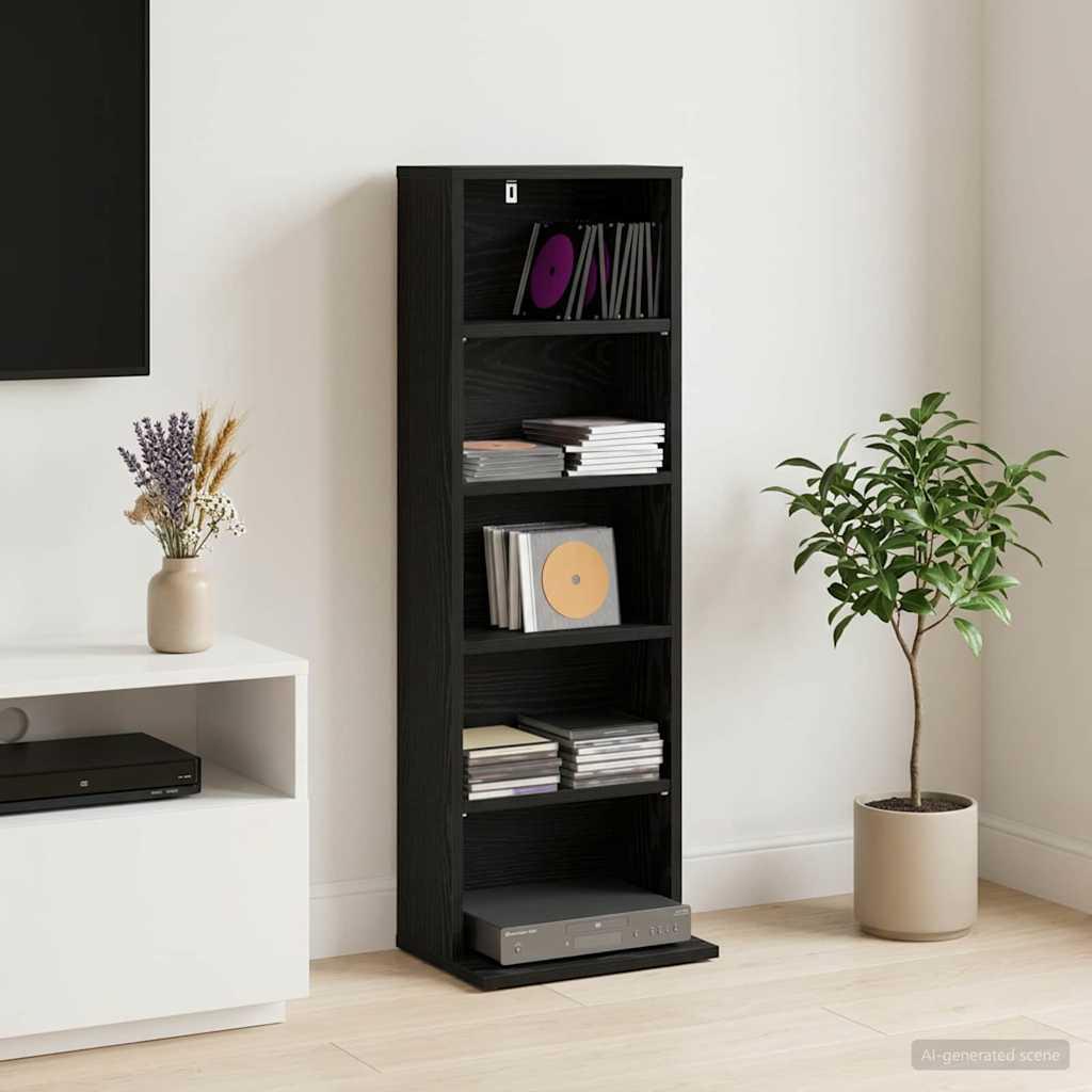 CD skab i sort eg 33 x 23,5 x 97,5 cm - CD-reol med 4 hylder