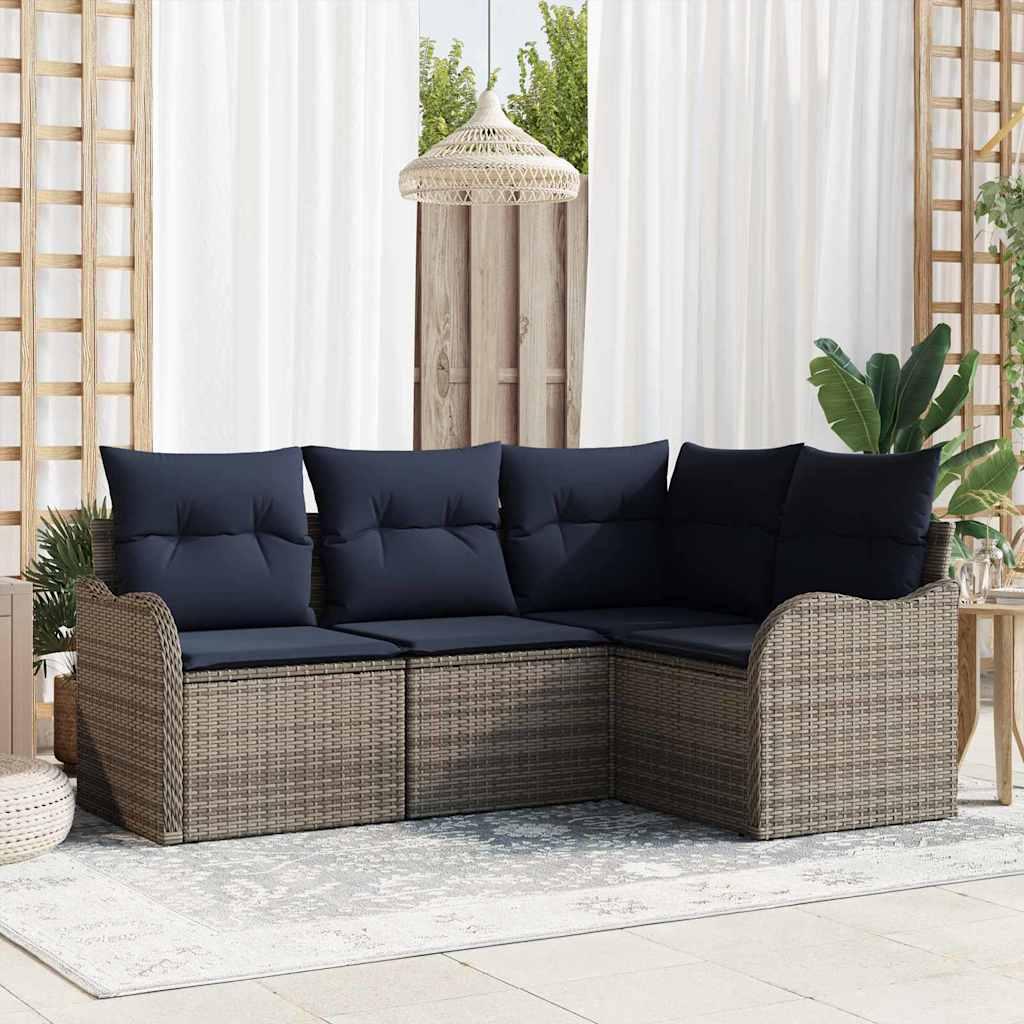 Havesofa sæt i grå polyrattan - modulært loungesæt til terrasse