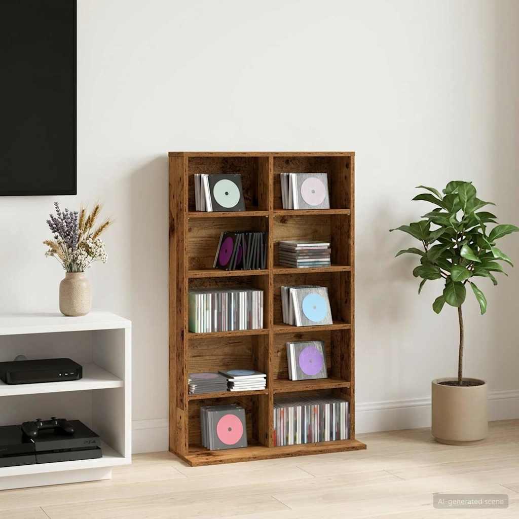 CD-skab i gammelt træ 65 x 23,5 x 97,5 cm - konstrueret træ
