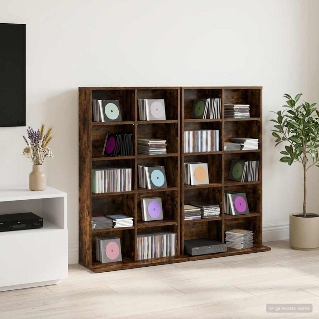 vidaXL CD Skab 2 stk. Røget eg 65 x 23,5 x 97,5 cm Konstrueret træ