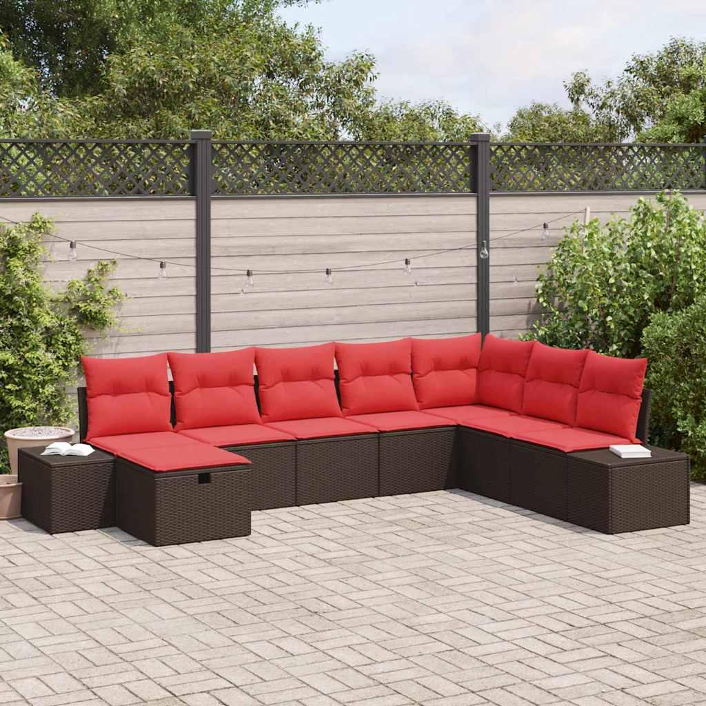 Havesofa sæt 8 stk. i brun polyrattan modulsofa
