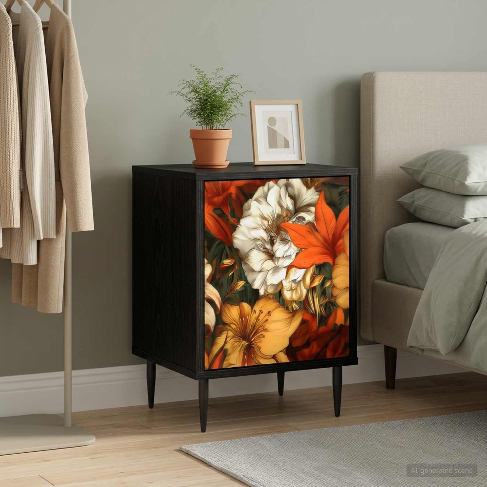 vidaXL Natskab GENNEP Sort eg 36 x 33 x 51 cm Konstrueret træ