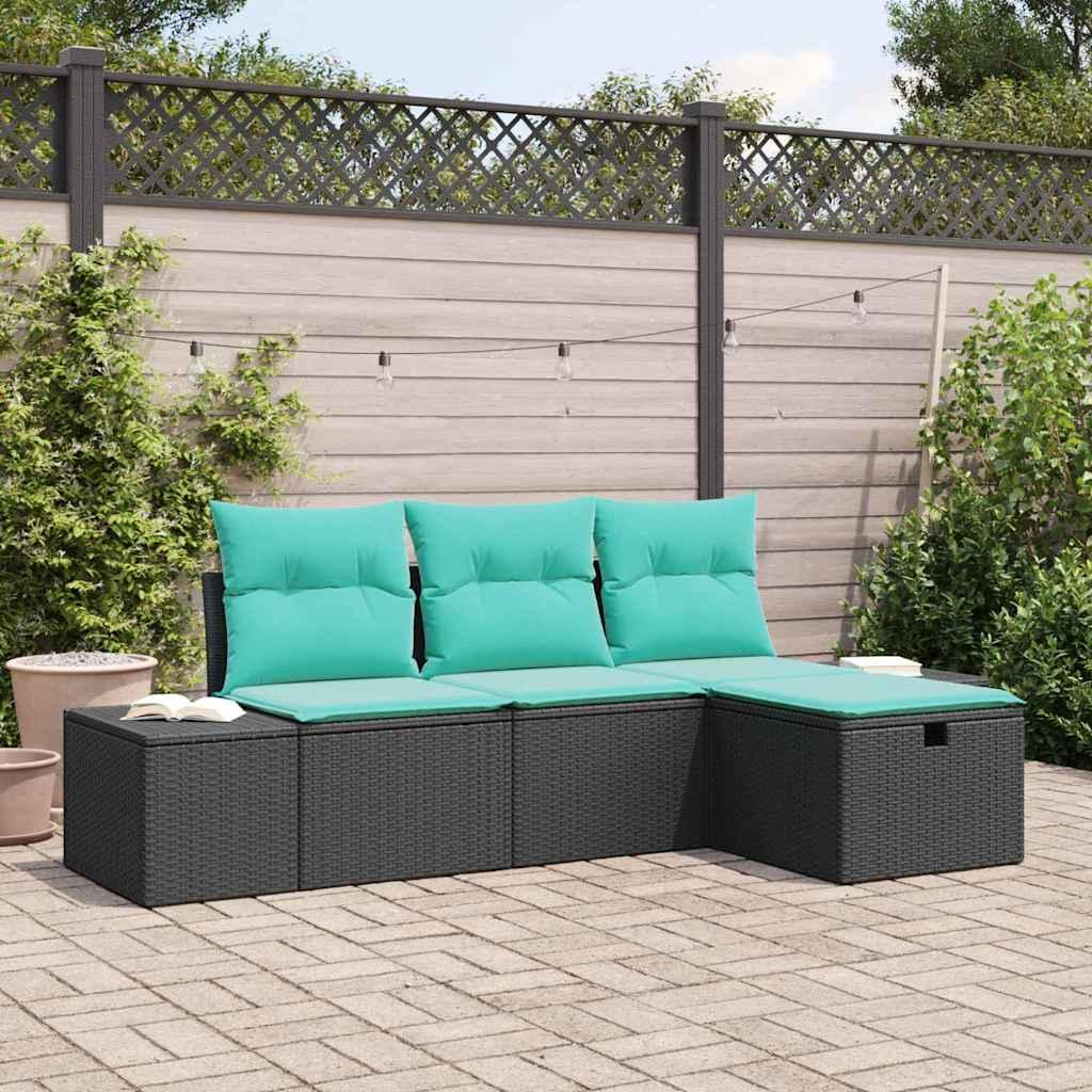 Havesofa sæt 4 dele i polyrattan modulsofa til terrasse