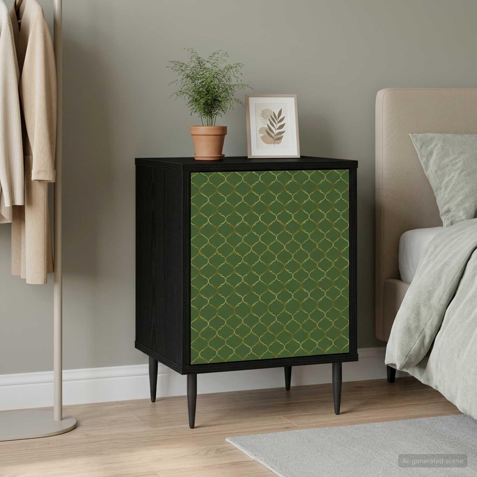 Natskab GELEEN i sort eg 36 x 33 x 51 cm - sengebord med 1 låge