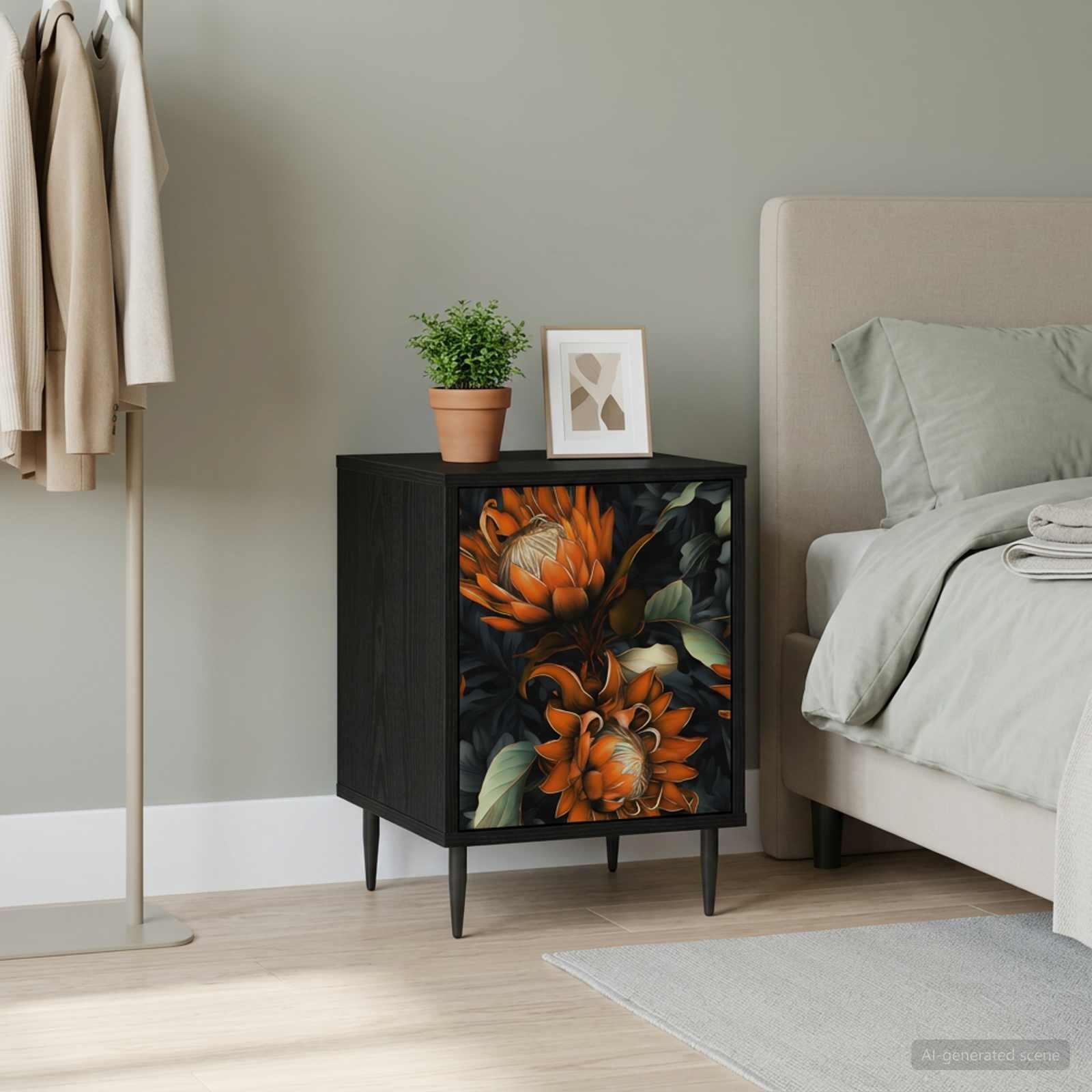 vidaXL Natskab LOCHEM Sort eg 36 x 33 x 51 cm Konstrueret træ