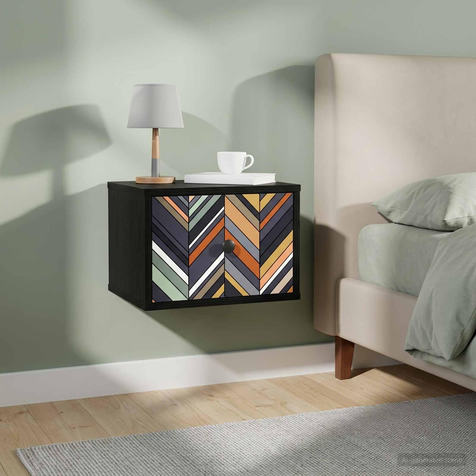 vidaXL Vægmonteret natbord OMMEN 2 stk. Sort eg 36 x 33 x 25 cm