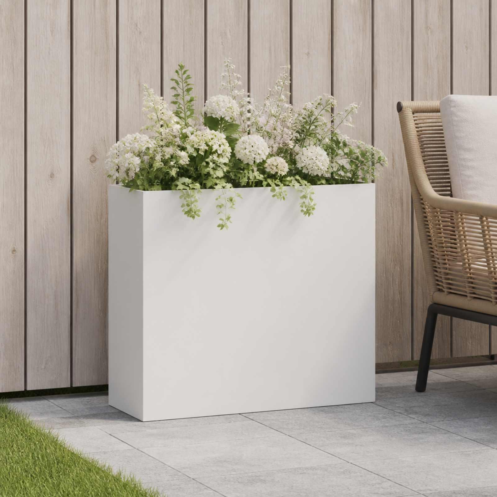Have blomsterkrukke hvid 50 x 20 x 40 cm i koldvalset stål