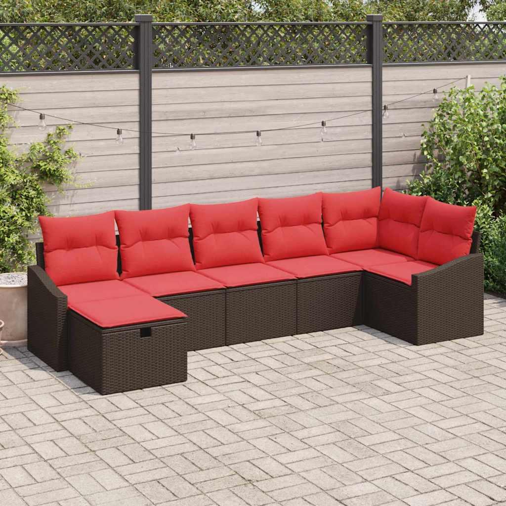 Sofa sæt til have og terrasse med opbevaring i brun polyrattan