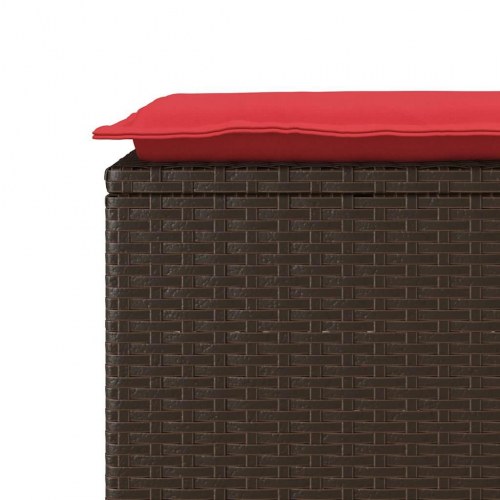 Havebænk med hynde 110 x 40 x 44 cm polyrattan - brun/rød