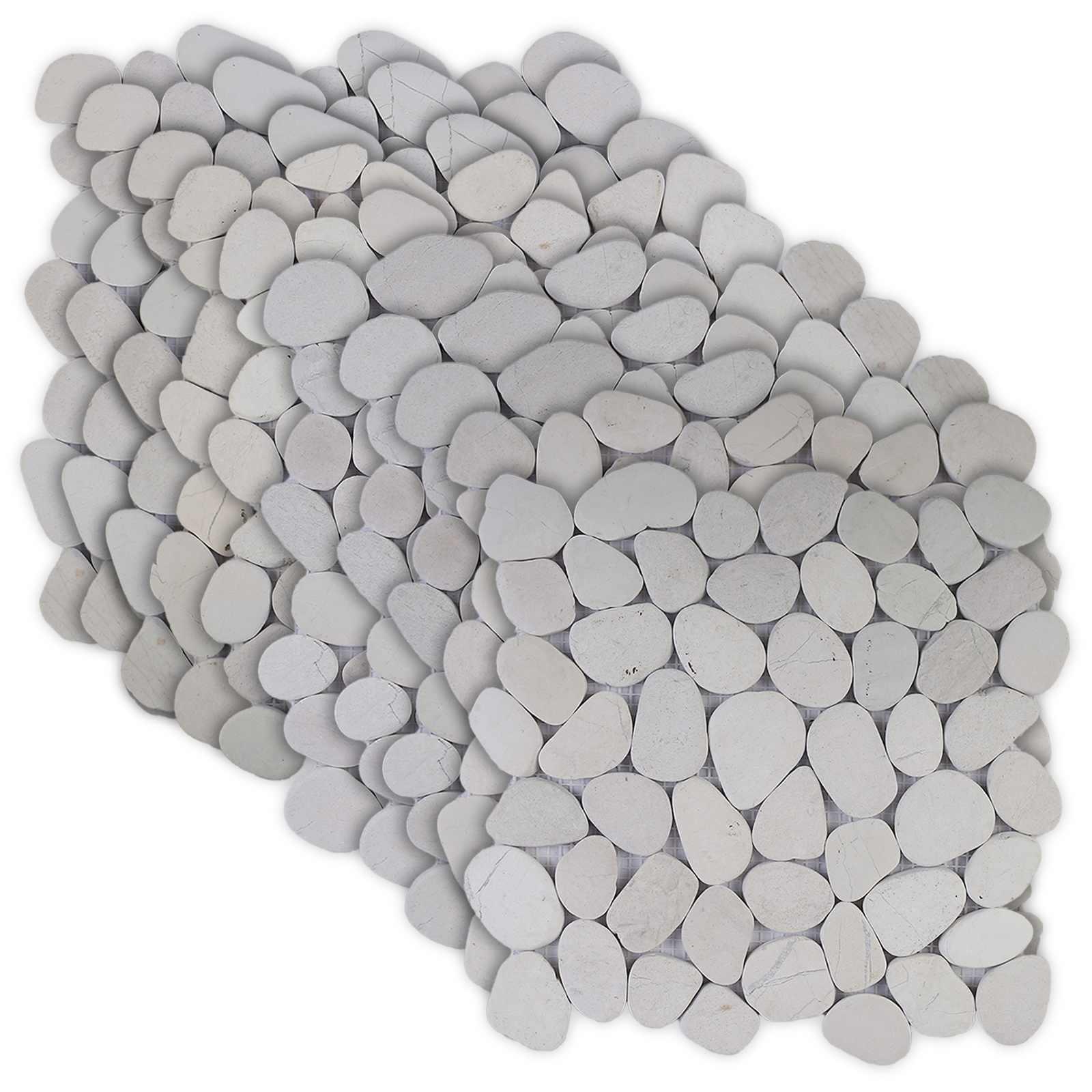 Pebble fliser hvid 30 x 30 cm flod pebble til væg og gulv