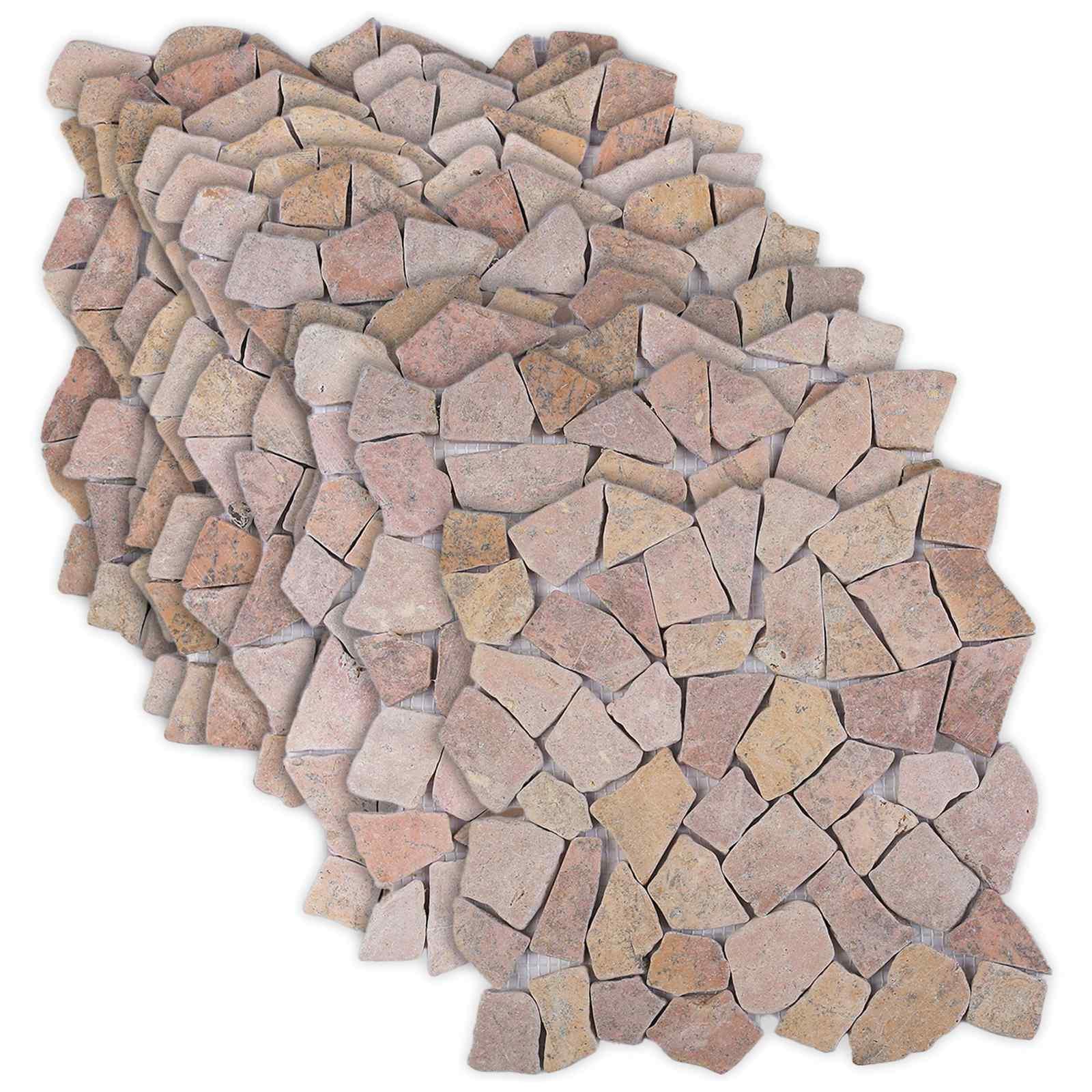 Mosaik fliser i rød marmor 30 x 30 cm - 11 stk.