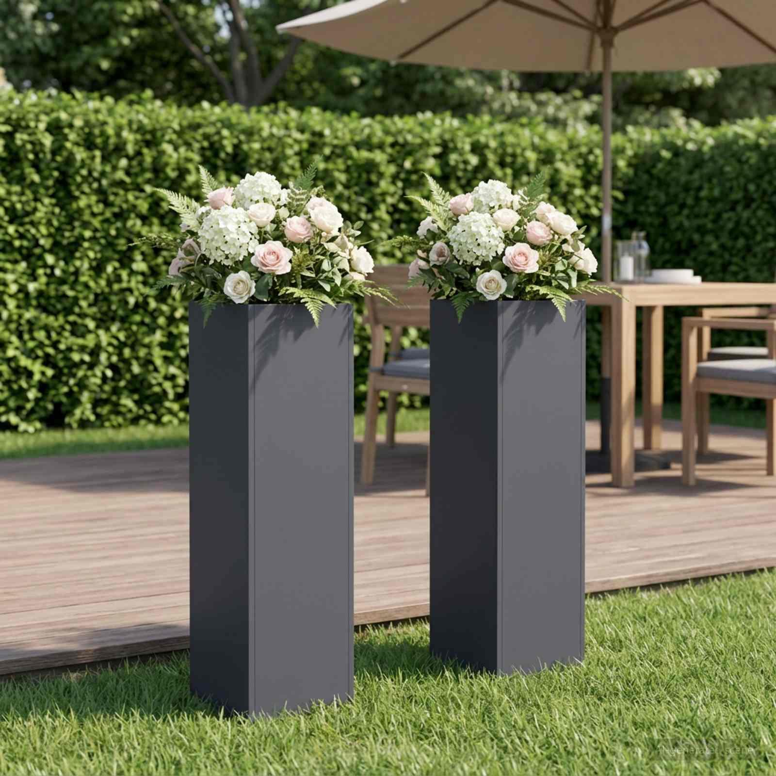 vidaXL Have Blomsterkrukke 2 stk. Antracit 20 x 20 x 75 cm