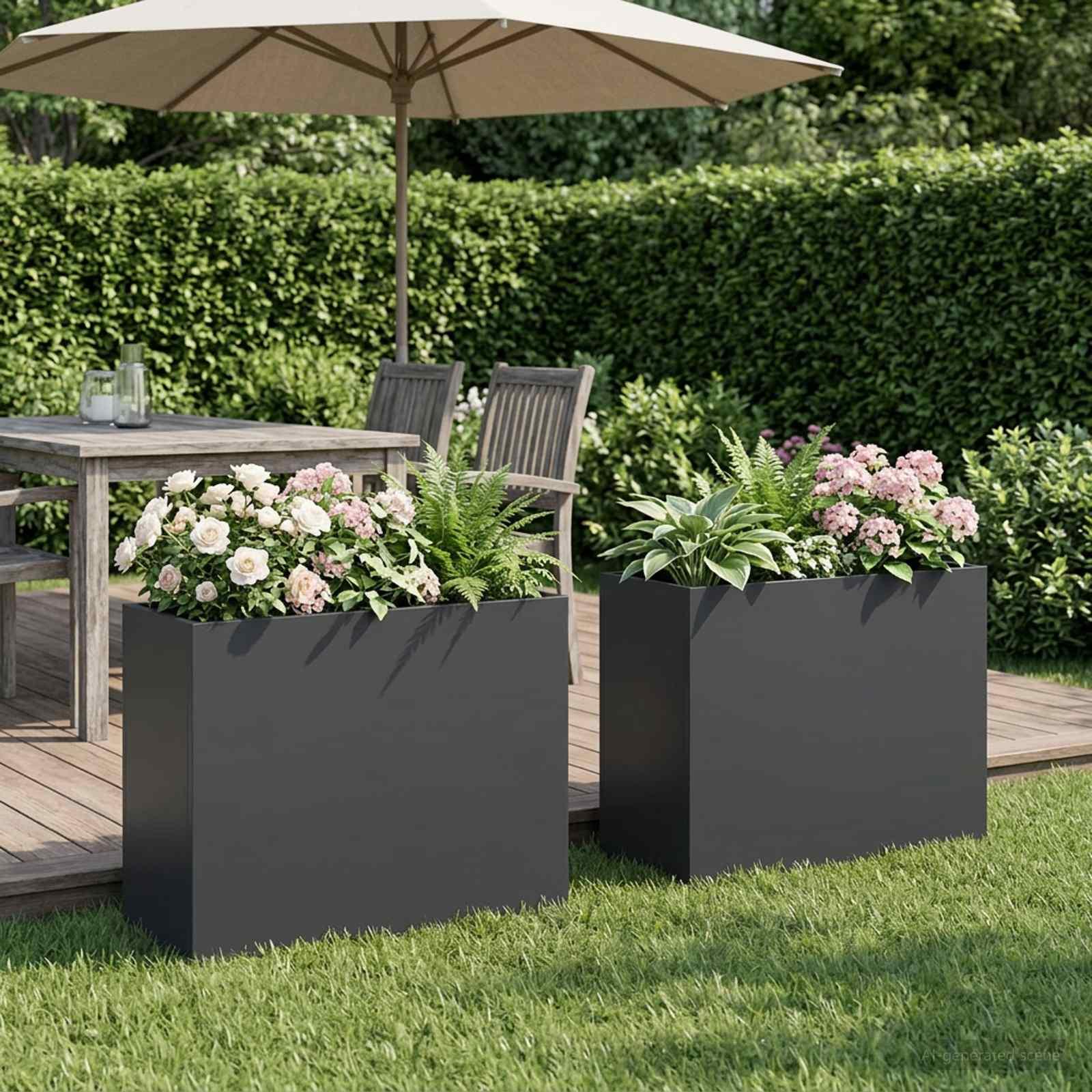 Blomsterkrukke 2 stk. antracit 50 x 20 x 40 cm