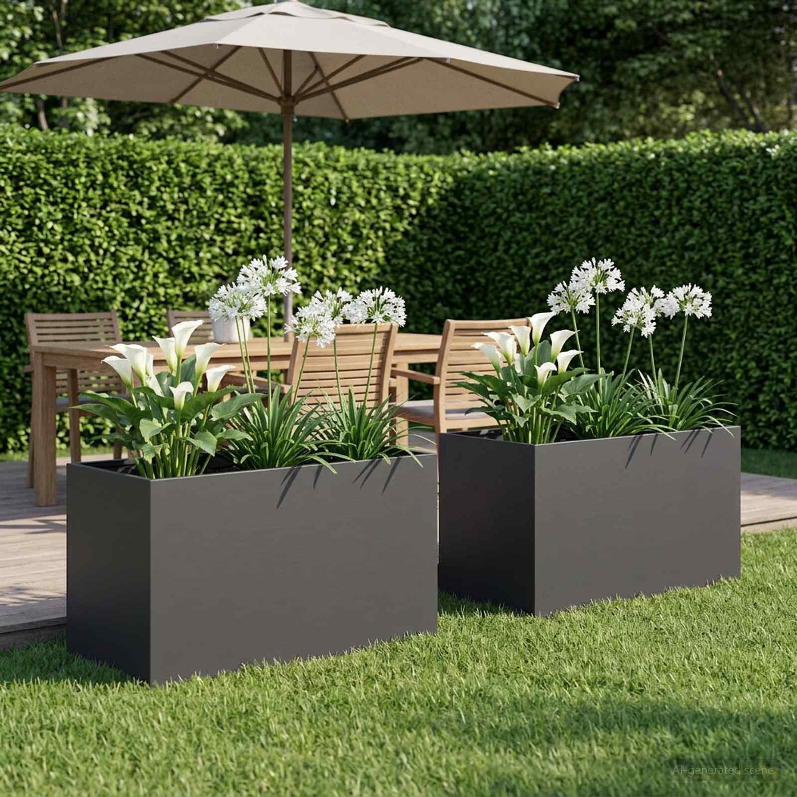 vidaXL Have Blomsterkrukke 2 stk. Sort 80 x 50 x 50 cm Koldvalset stål