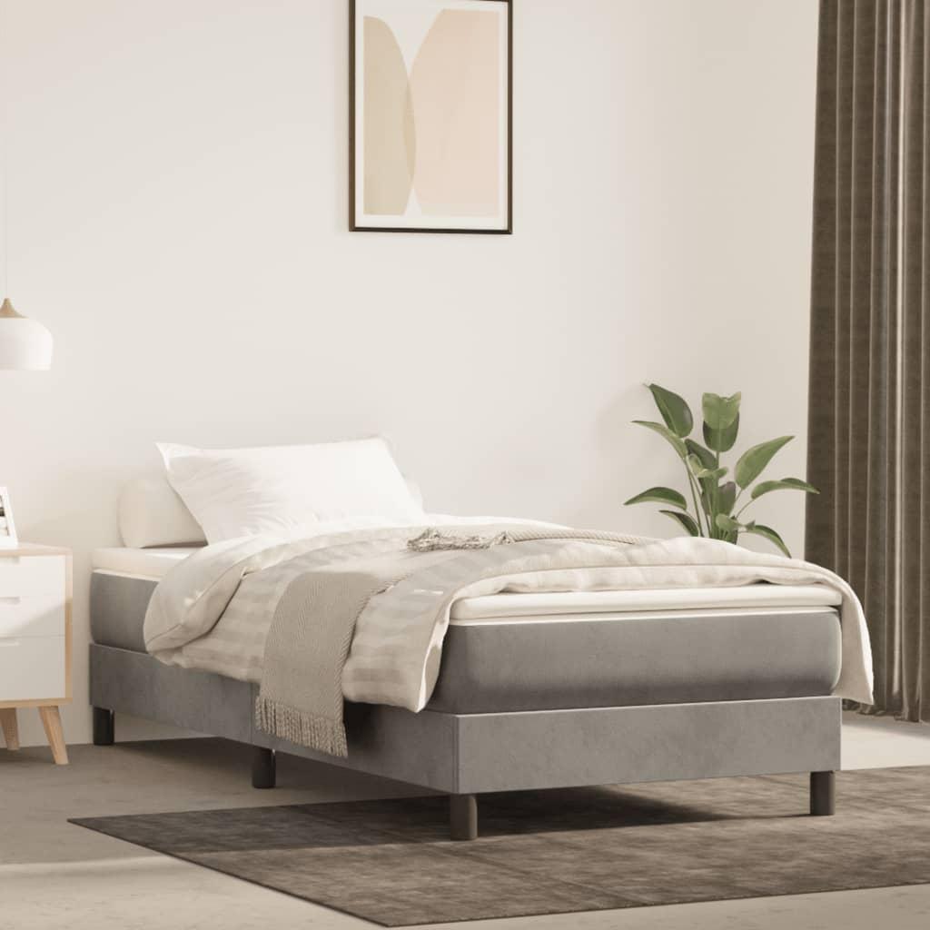 vidaXL springmadras med pocketfjedre medium 100x190x20 cm fløjl lysegrå