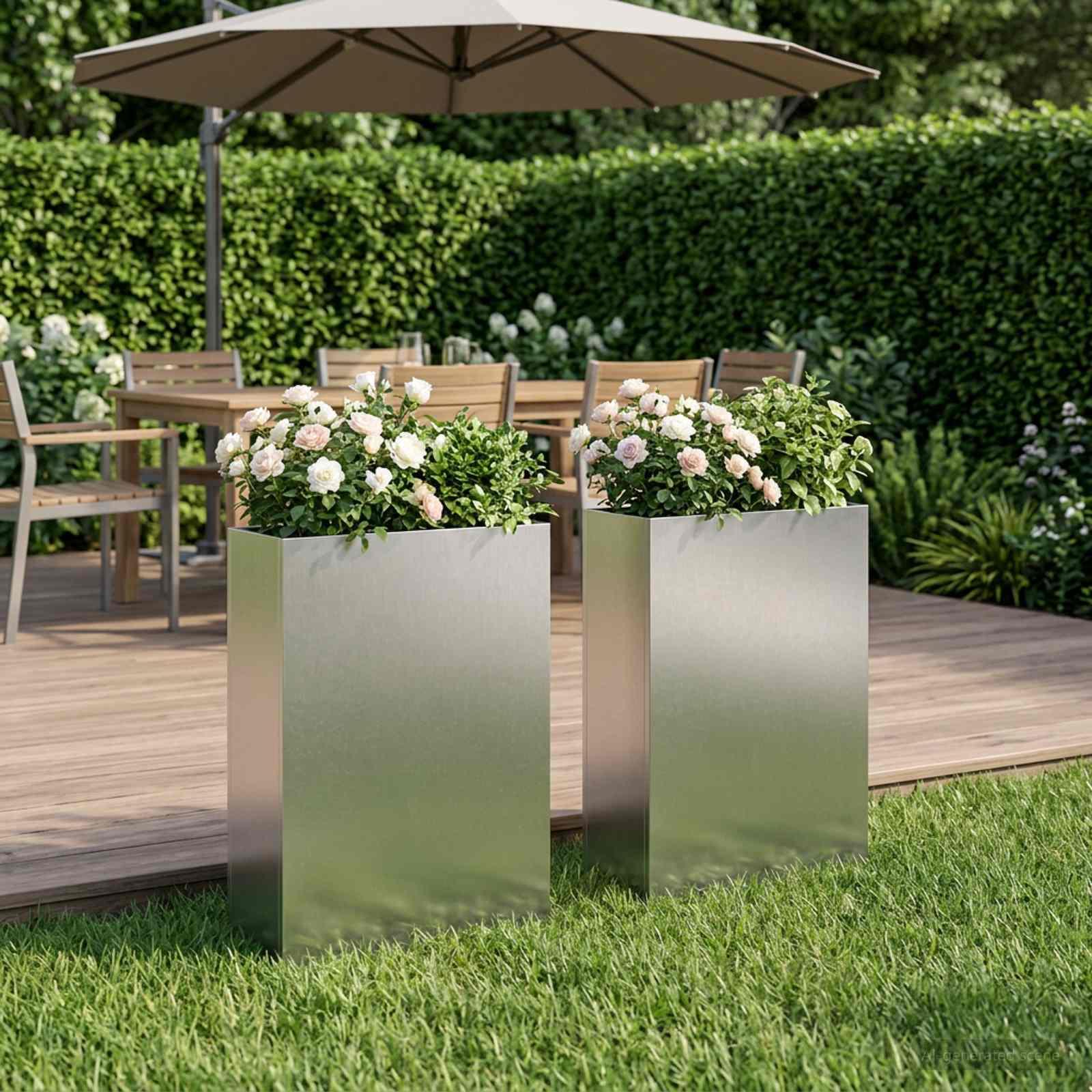 Blomsterkrukke 2 stk. sølv 50 x 20 x 75 cm i rustfrit stål