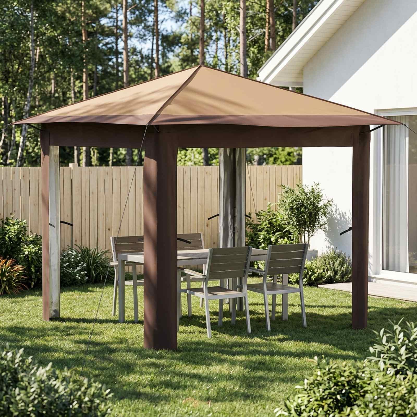 vidaXL Gazebo uden Sider 2,6 x 2,6 m Beige og Brun