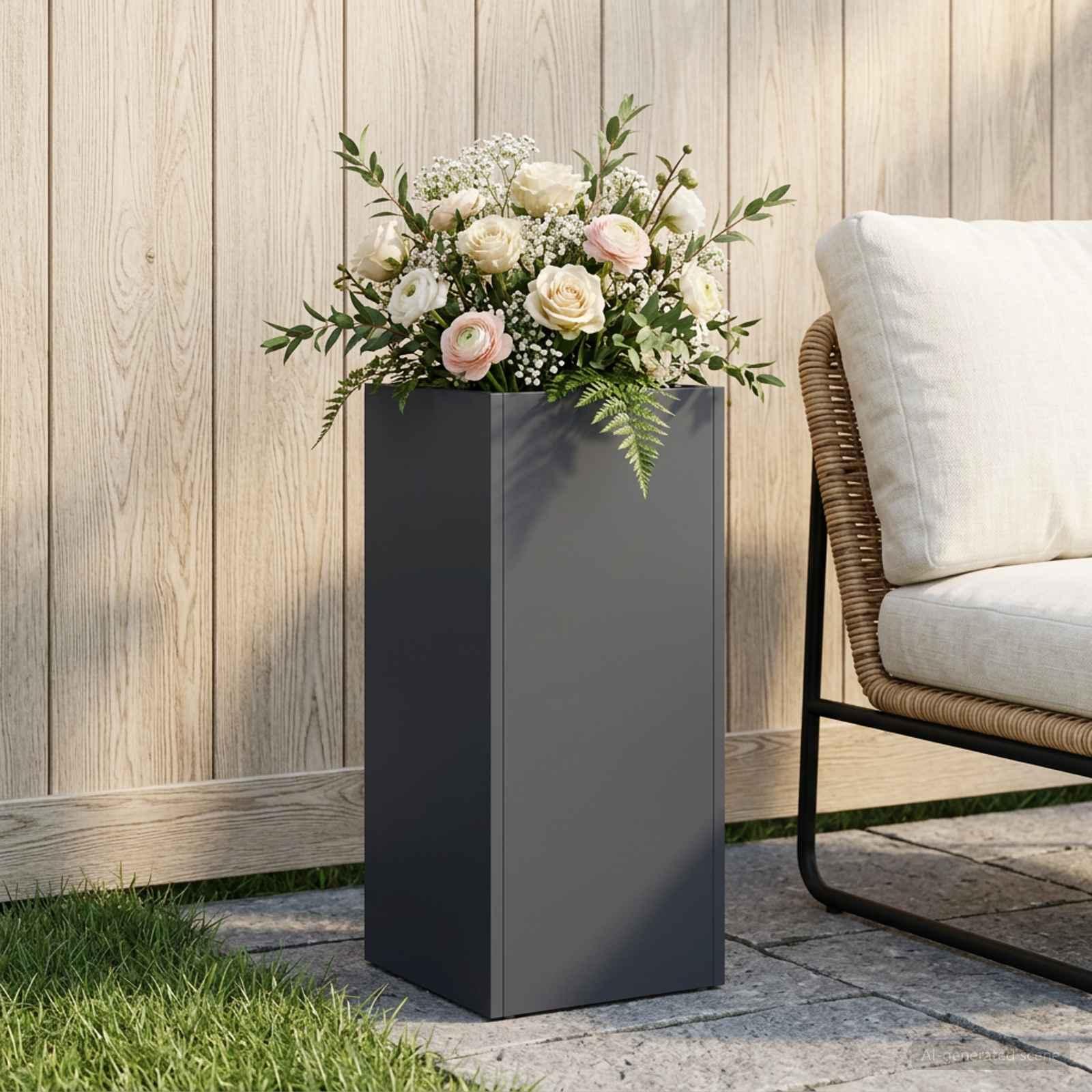 vidaXL Have Blomsterkrukke Antracit 20 x 20 x 50 cm Koldvalset stål