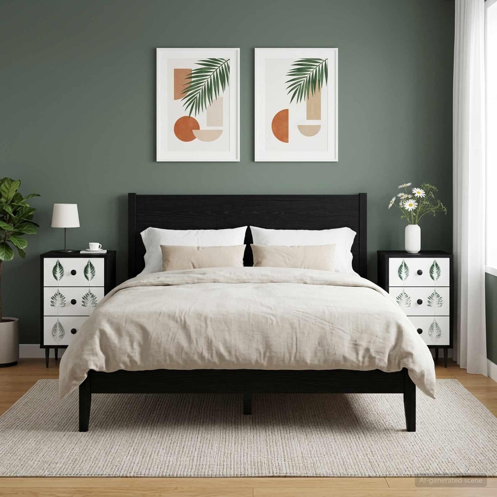 vidaXL Natskab HANAU 2 stk. Sort eg 36 x 33 x 61 cm Konstrueret træ