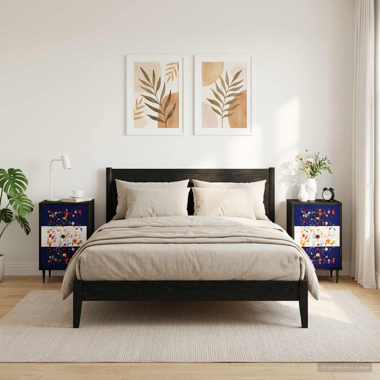 vidaXL Natskab MAINZ 2 stk. Sort eg 36 x 33 x 61 cm Konstrueret træ