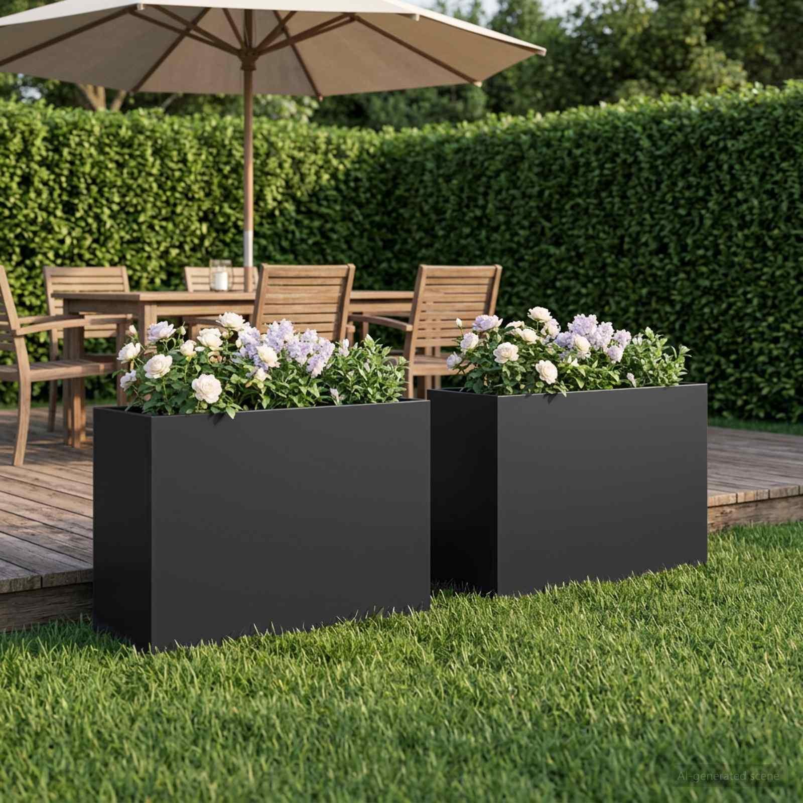 vidaXL Have Blomsterkrukke 2 stk. Sort 50 x 20 x 40 cm Koldvalset stål